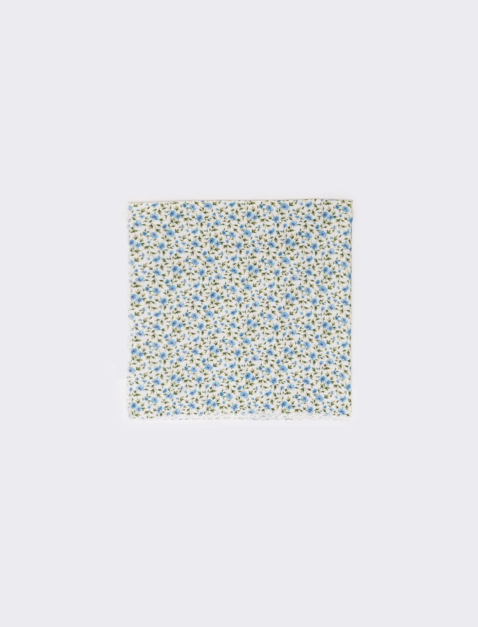 Foulard triangolo con fiorellini e pizzo - Azzurro - Image 2