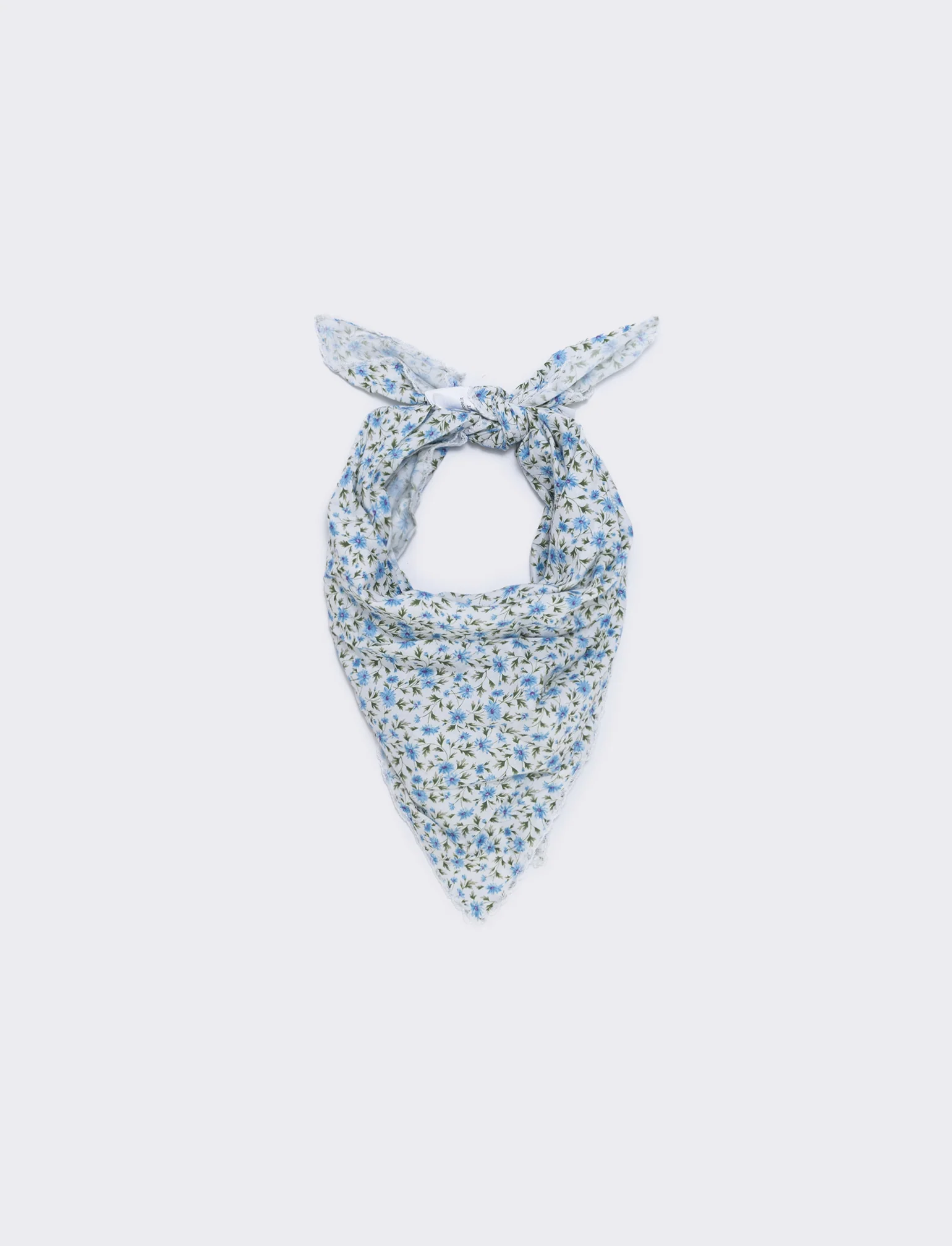 Foulard triangolo con fiorellini e pizzo - Azzurro - Image 3