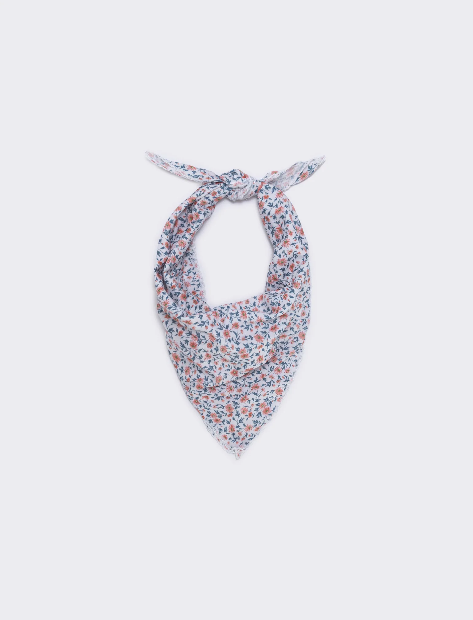 Foulard triangolo con fiorellini e pizzo - Rosa - Image 3