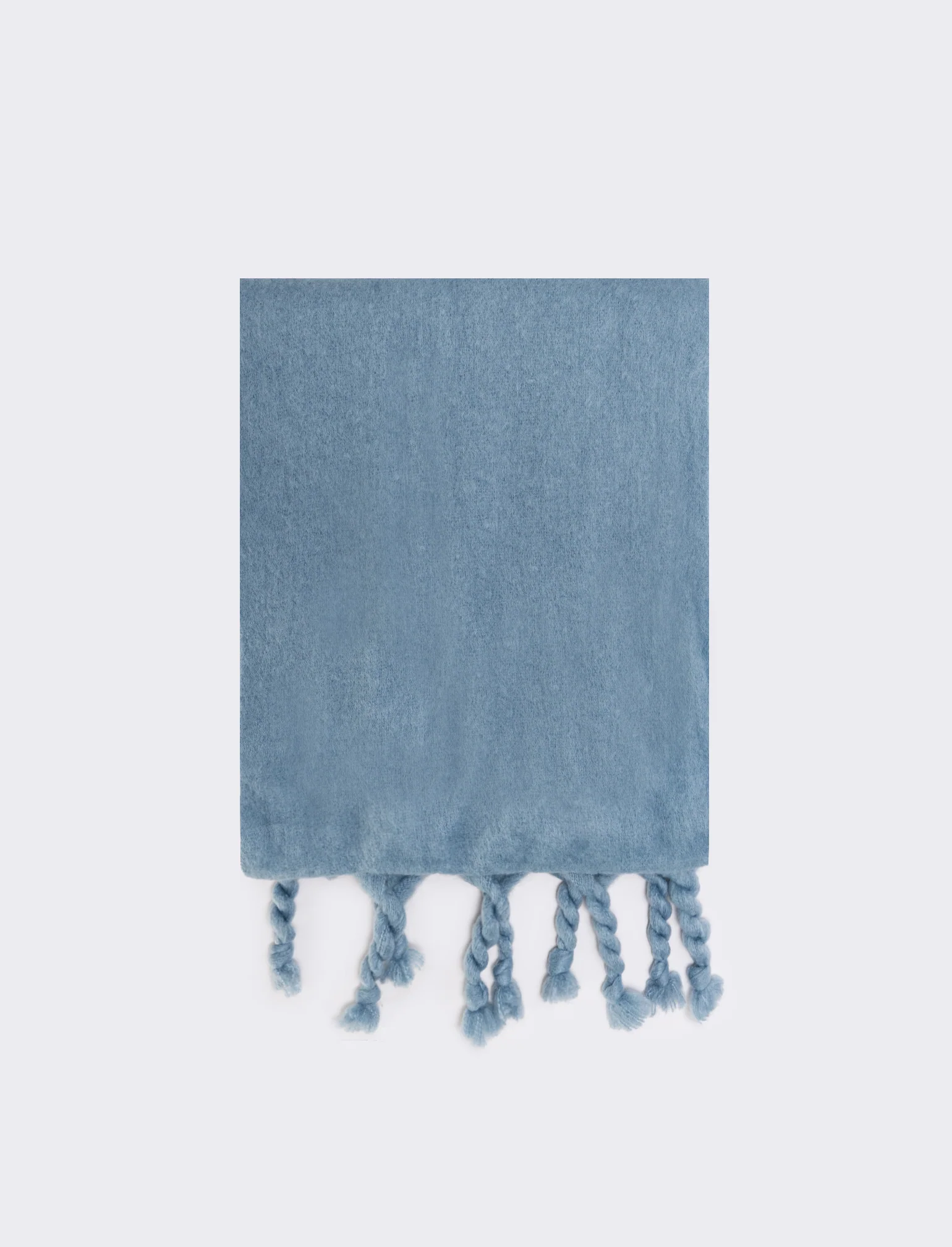 Foulard unito con frange torciglioni donna - Denim - Image 2