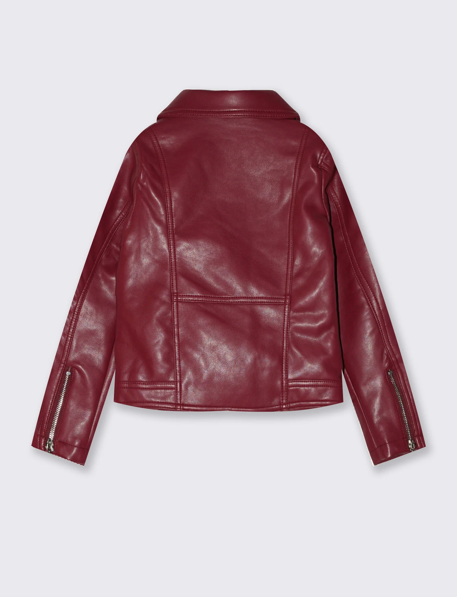 Giacca biker in finta pelle con zip - Bordeaux - Image 2
