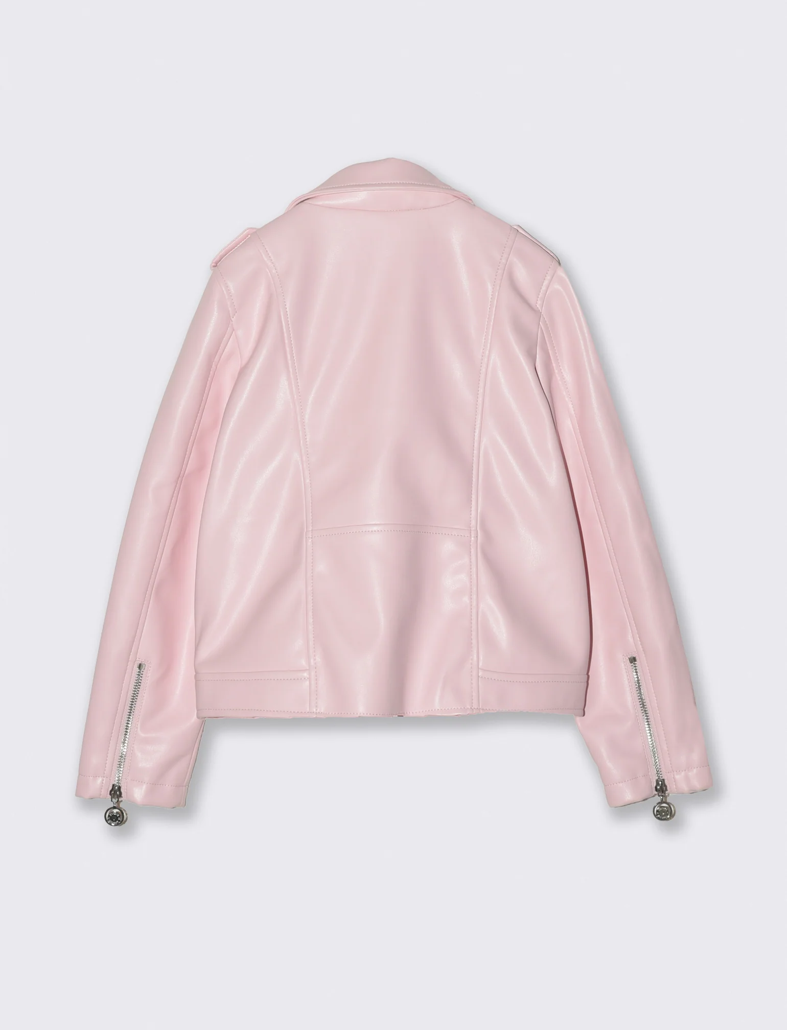 Giacca biker in finta pelle con zip - Rosa - Image 2