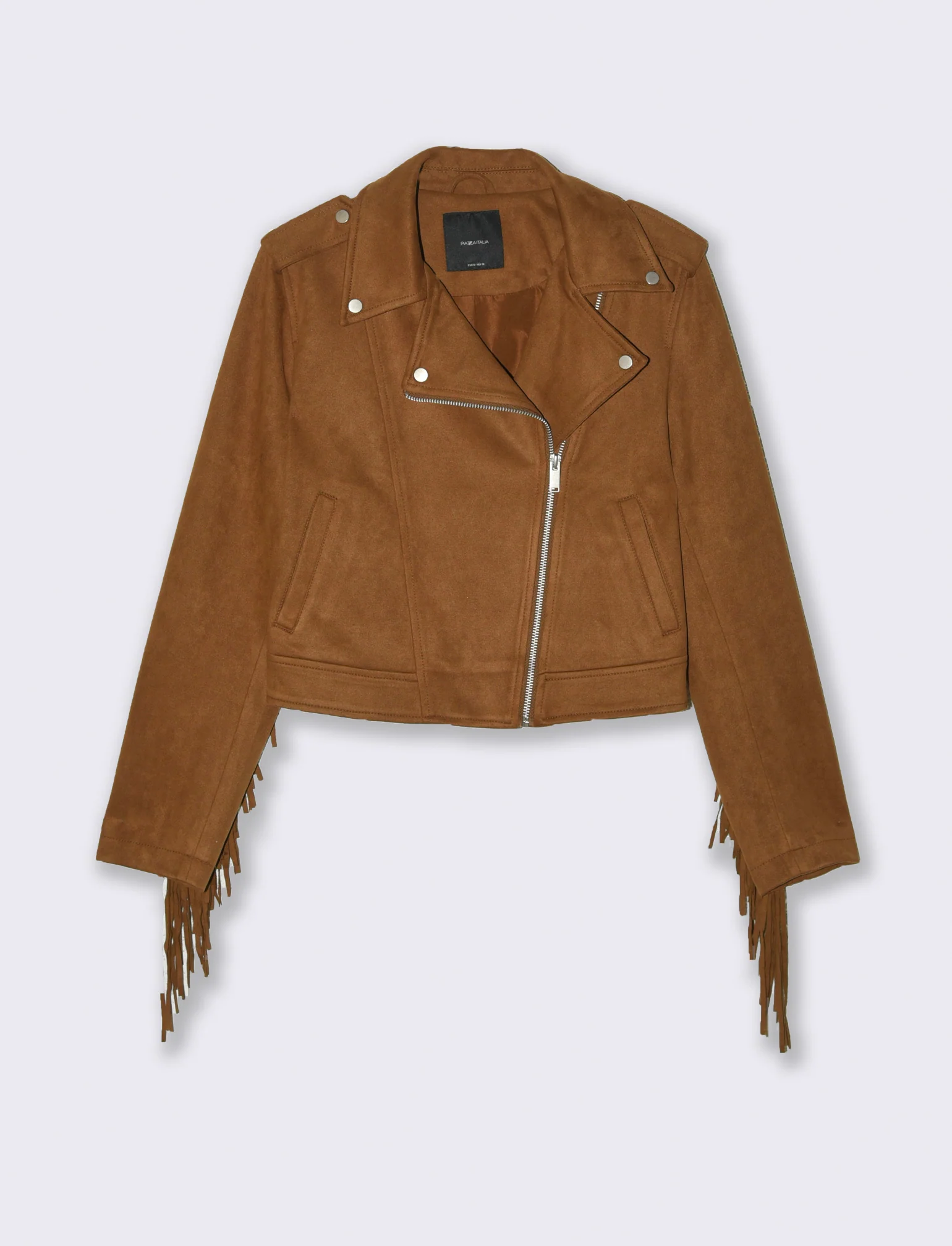 GIACCA CON FRANGE - Cognac - Image 4