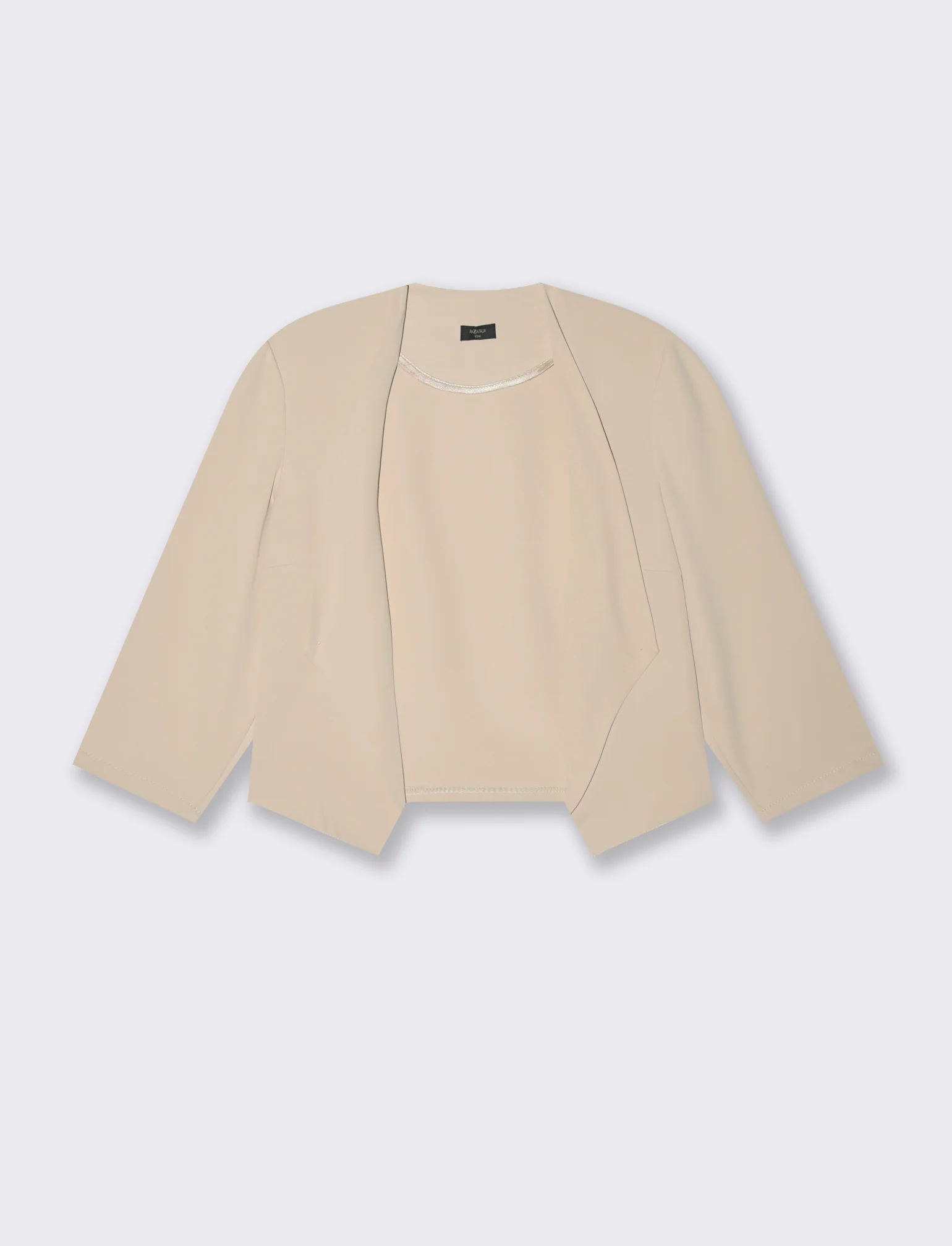 Giacca corta con bavaro largo - Beige - Image 4