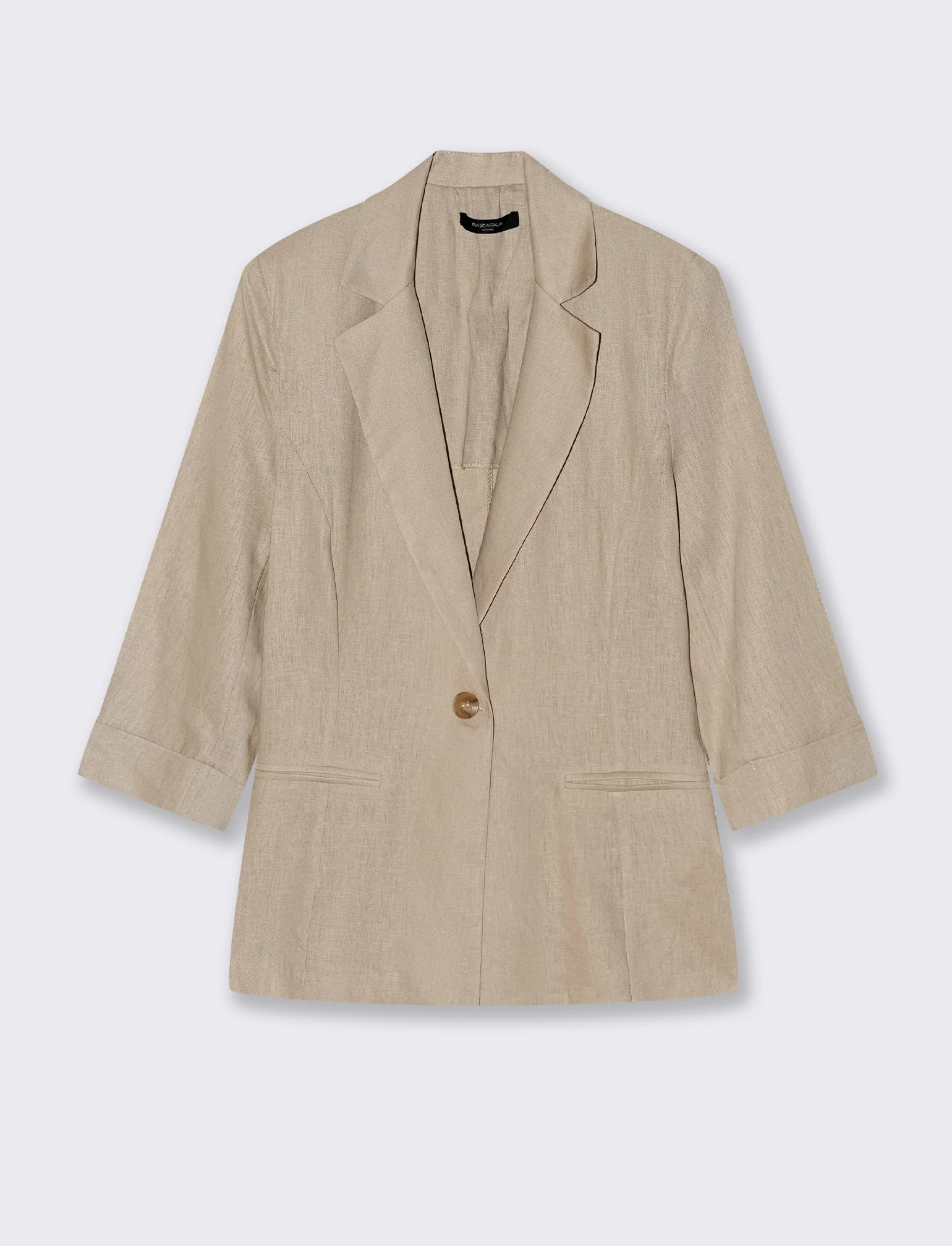 GIACCA CORTA IN LINO - Beige corda
