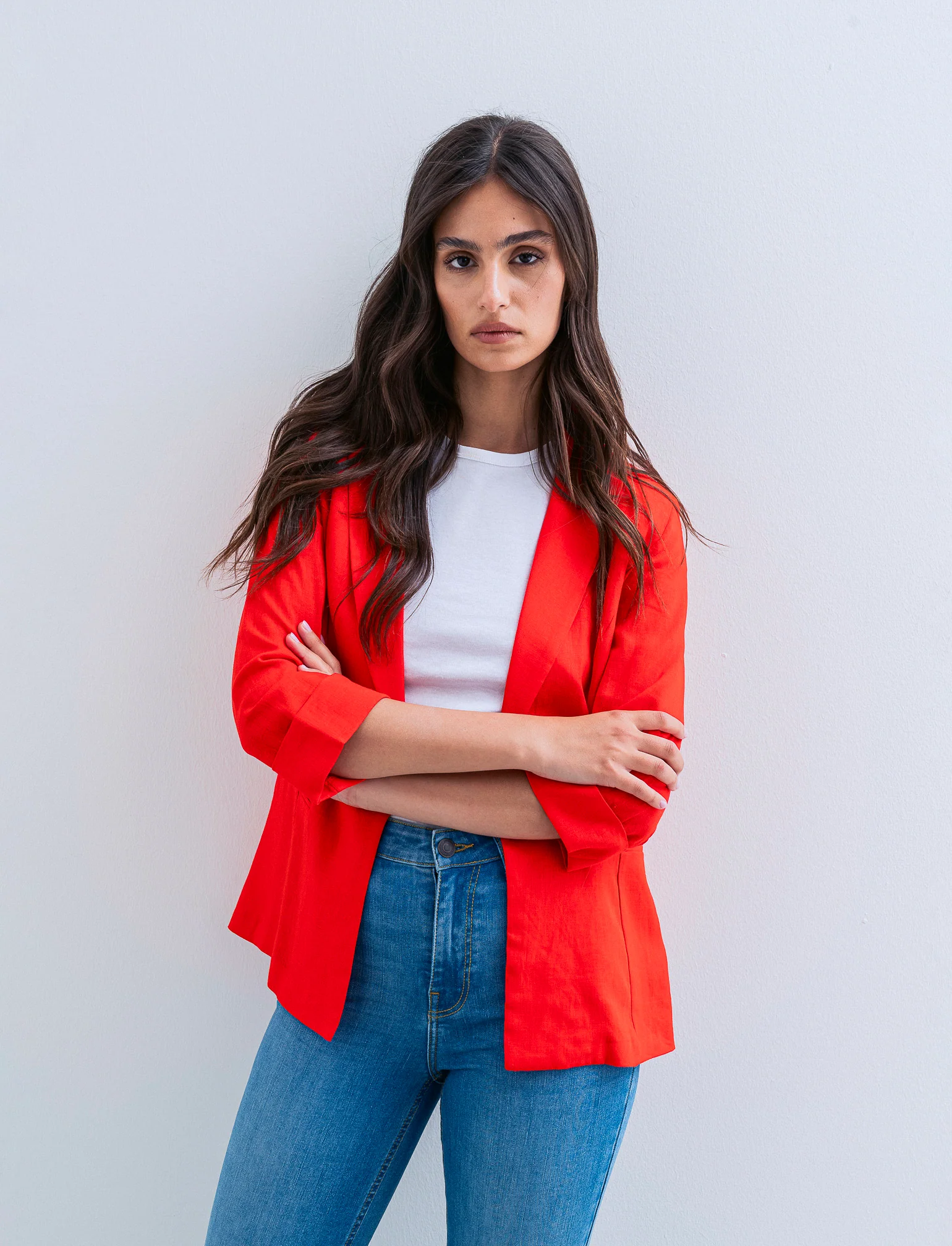 GIACCA CORTA IN LINO - Corallo - Image 4