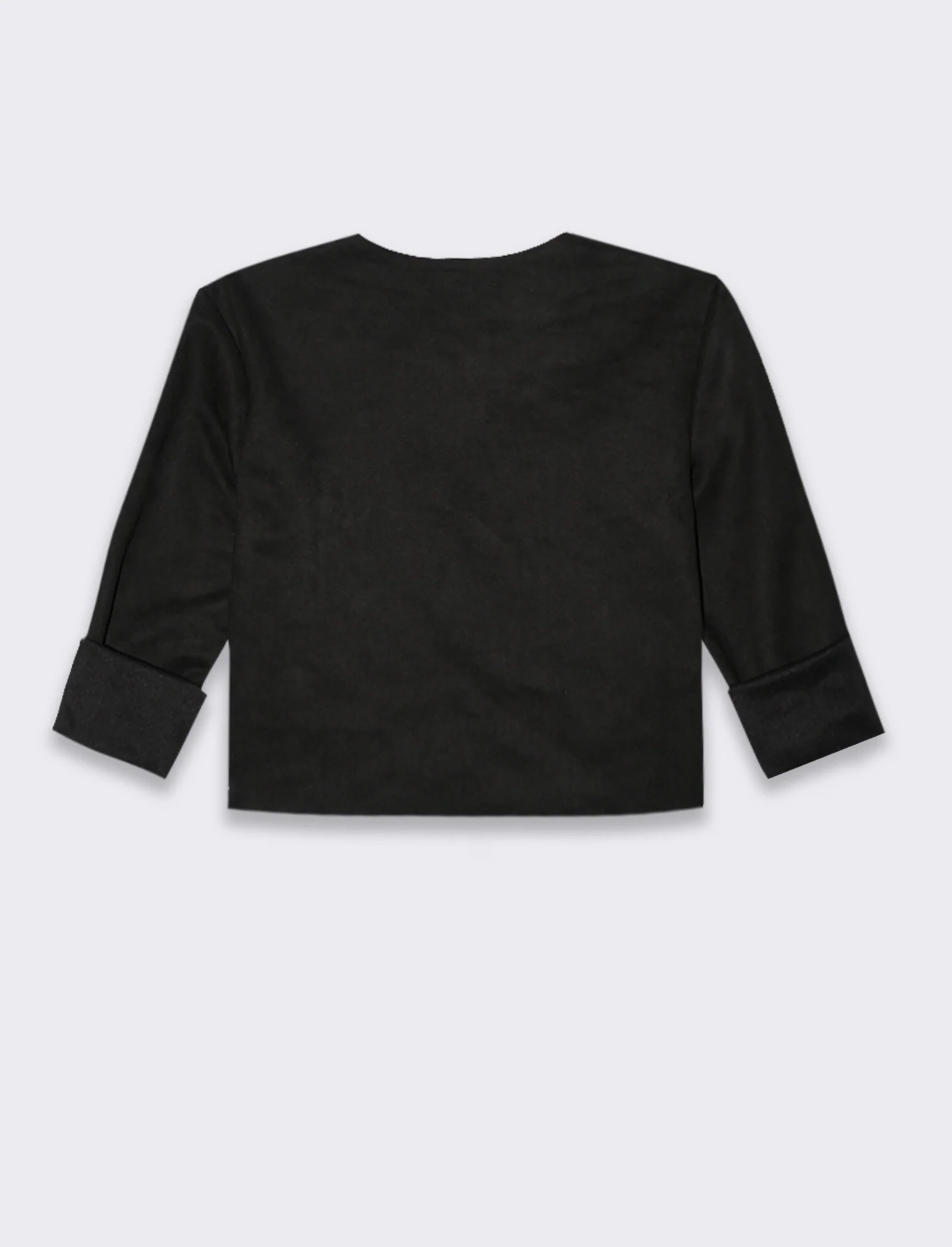 Giacca corta in tessuto scamosciato - Nero - Image 4