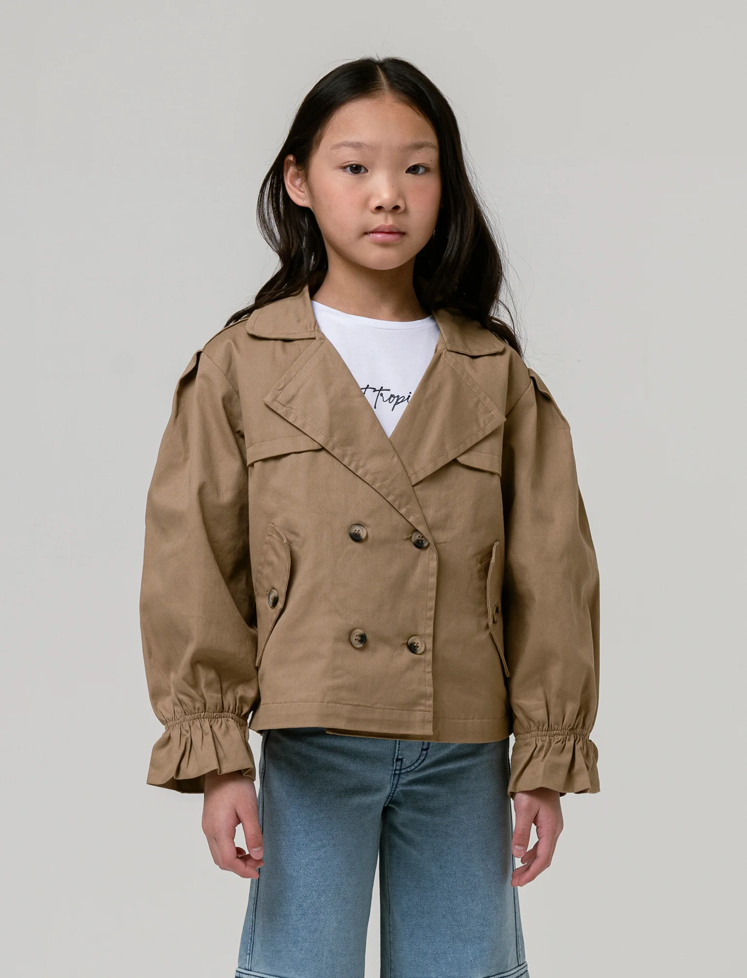 Giacca corta in twill da bambina - Kaky 1