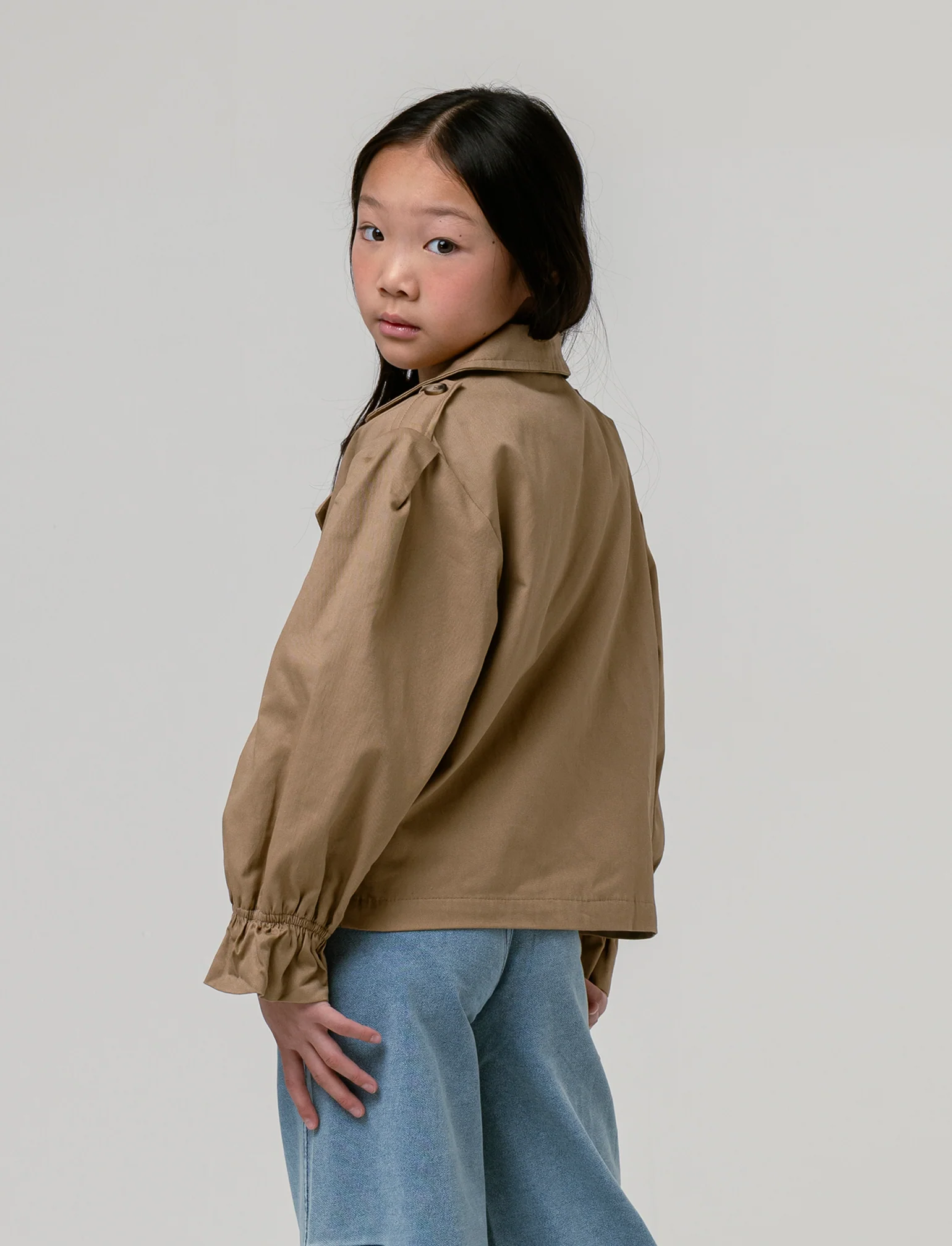 Giacca corta in twill da bambina - Kaky 1 - Image 2