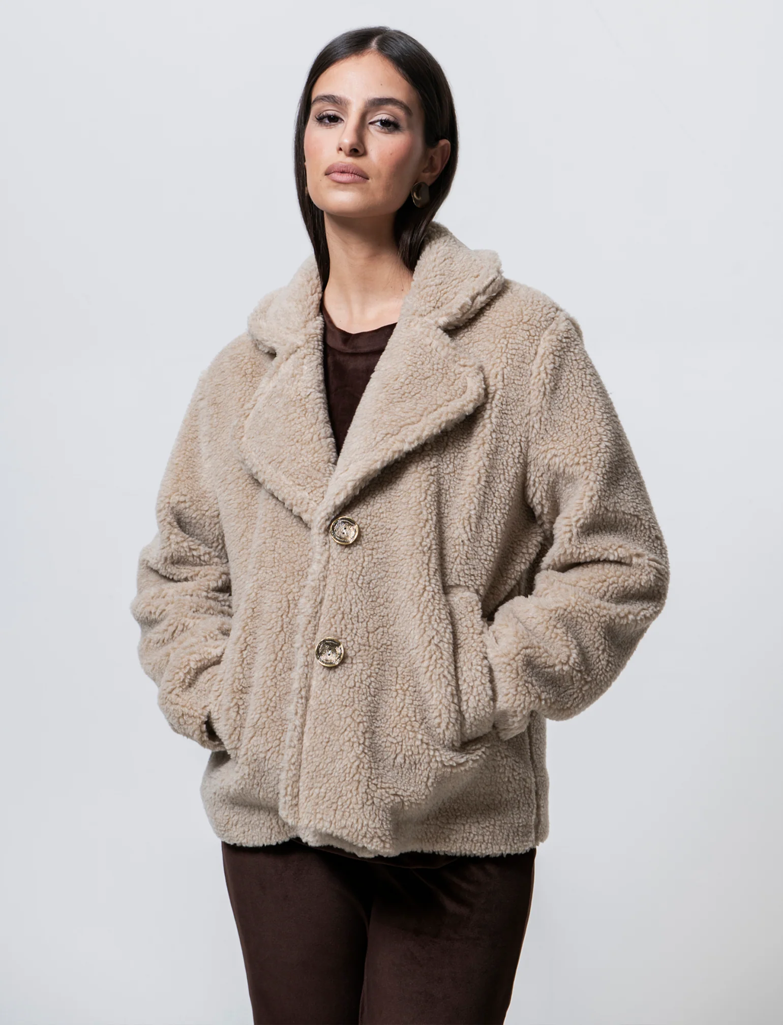 Giacca effetto teddy - Beige - Image 3