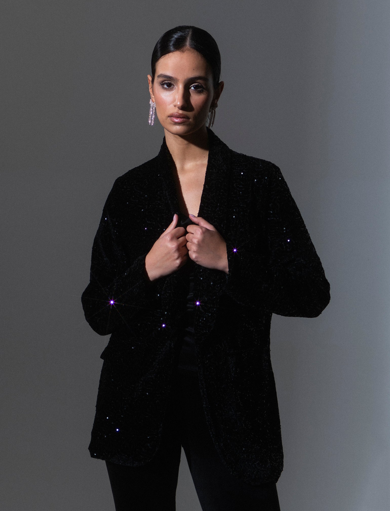 Giacca in paillettes - Nero - Image 3