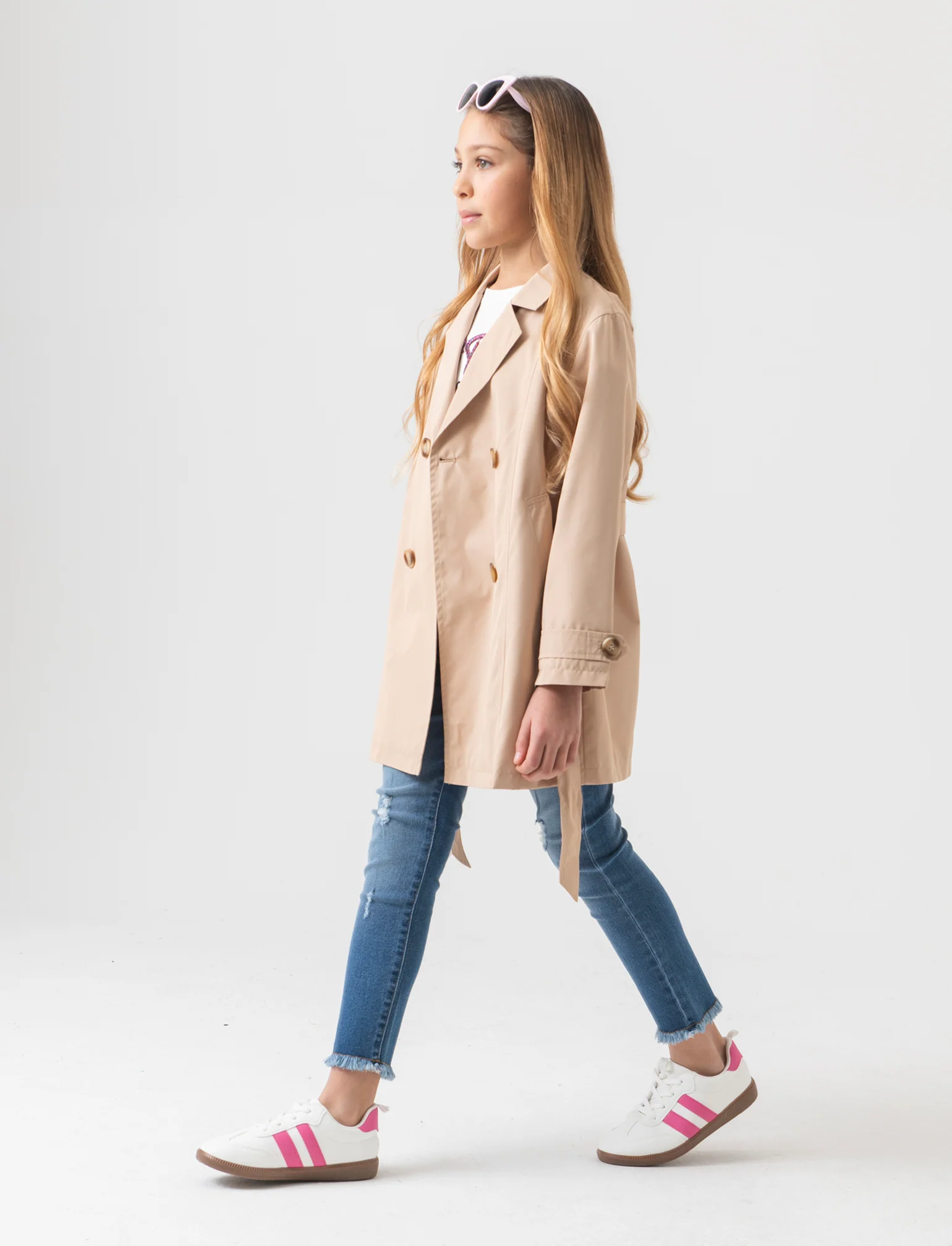 Giacca modello trench in twill da bambina - Beige - Image 2