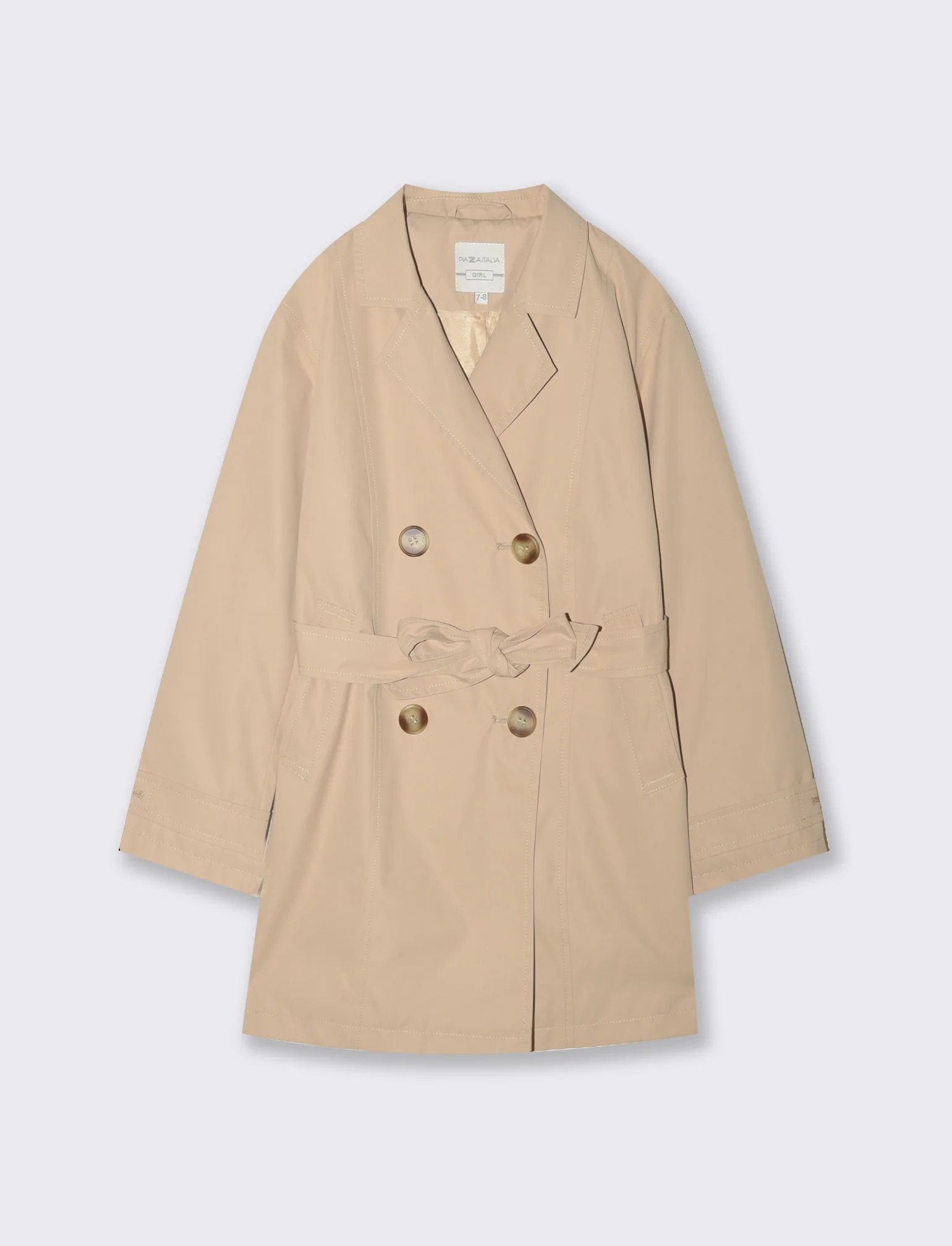 Giacca modello trench in twill da bambina - Beige - Image 3