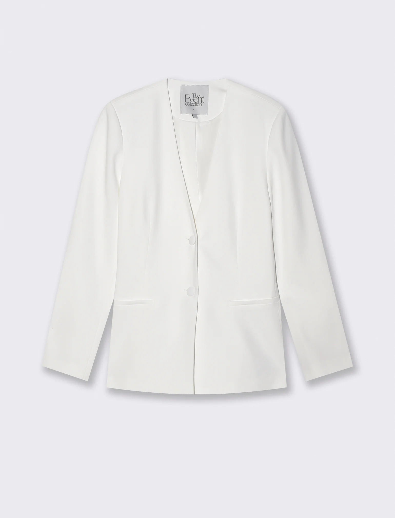 Giacca Monopetto con Scollo a V e Bottoni - Bianco latte