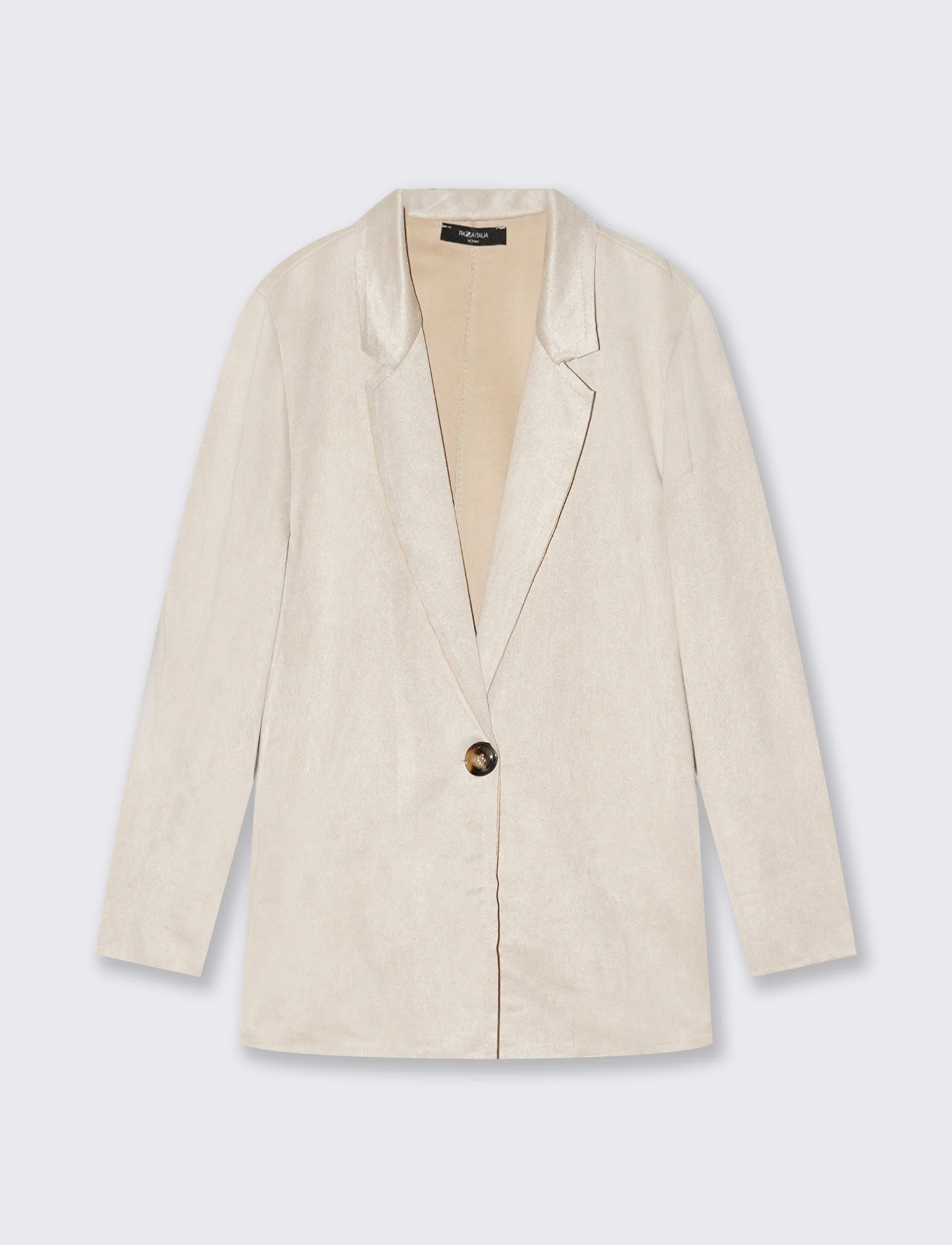 Giacca monopetto in suede - Vaniglia