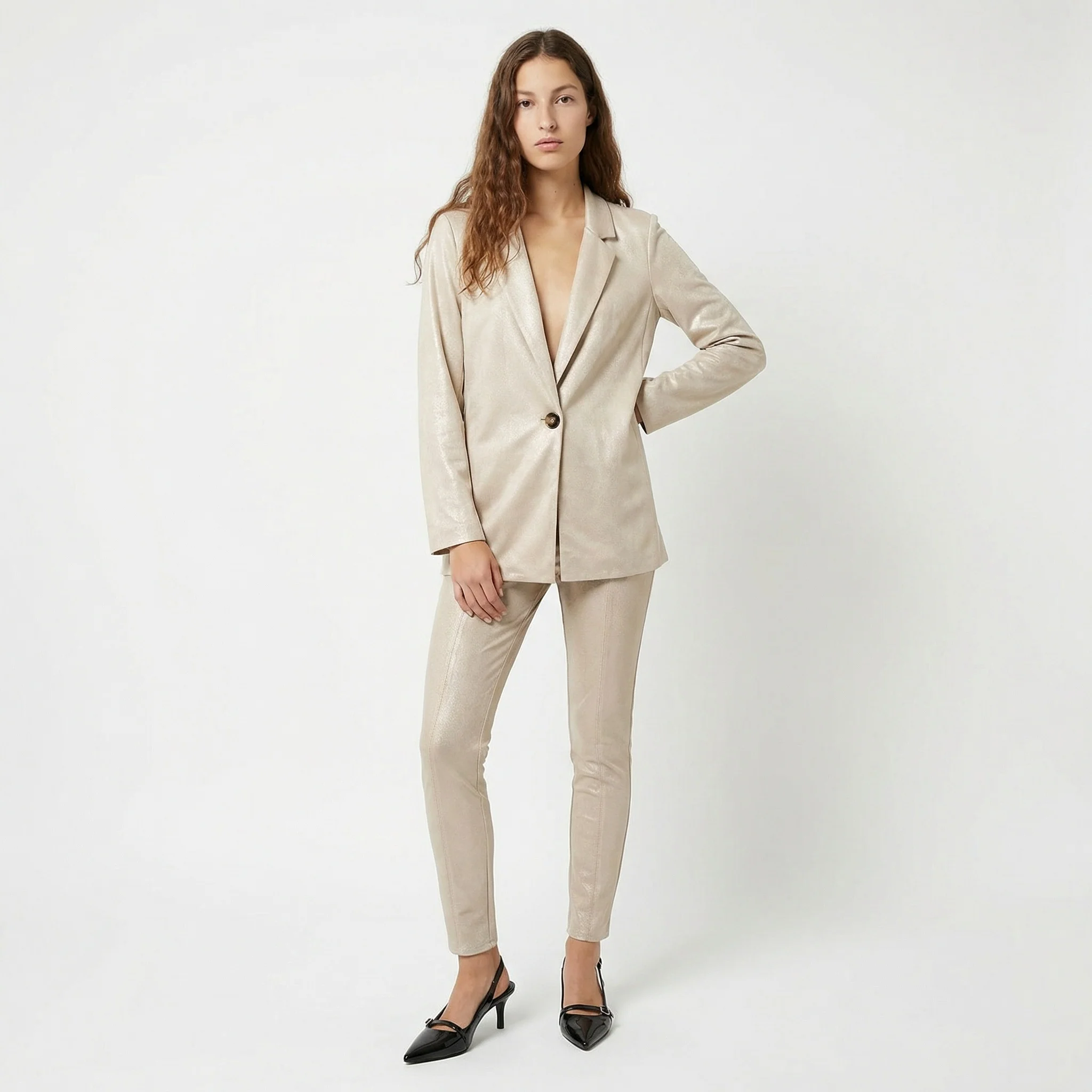 Giacca monopetto in suede - Vaniglia - Image 3