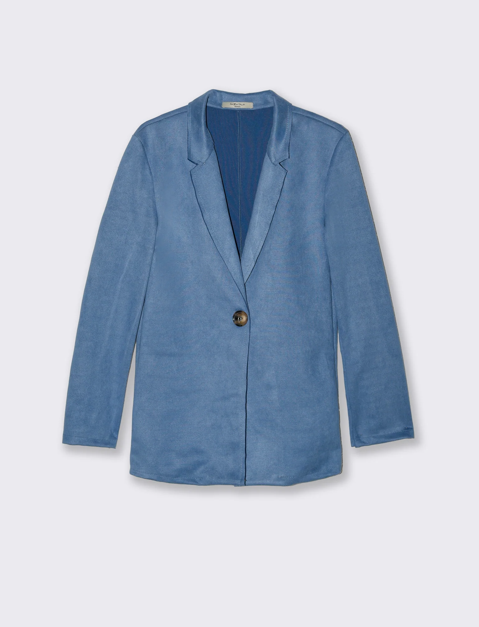 Giacca monopetto in tessuto scamosciato - Denim - Image 3