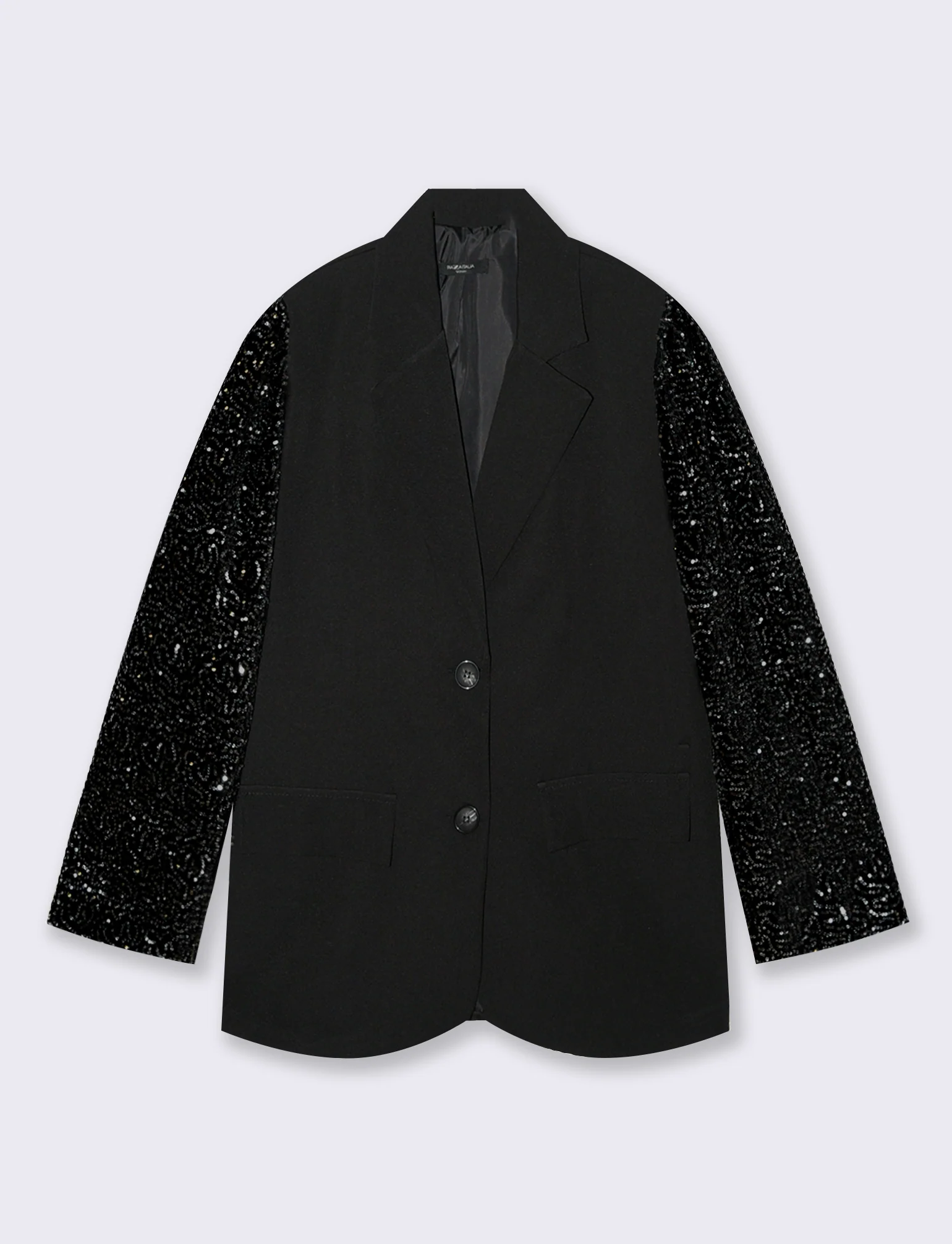 Giacca over con maniche in paillettes - Nero