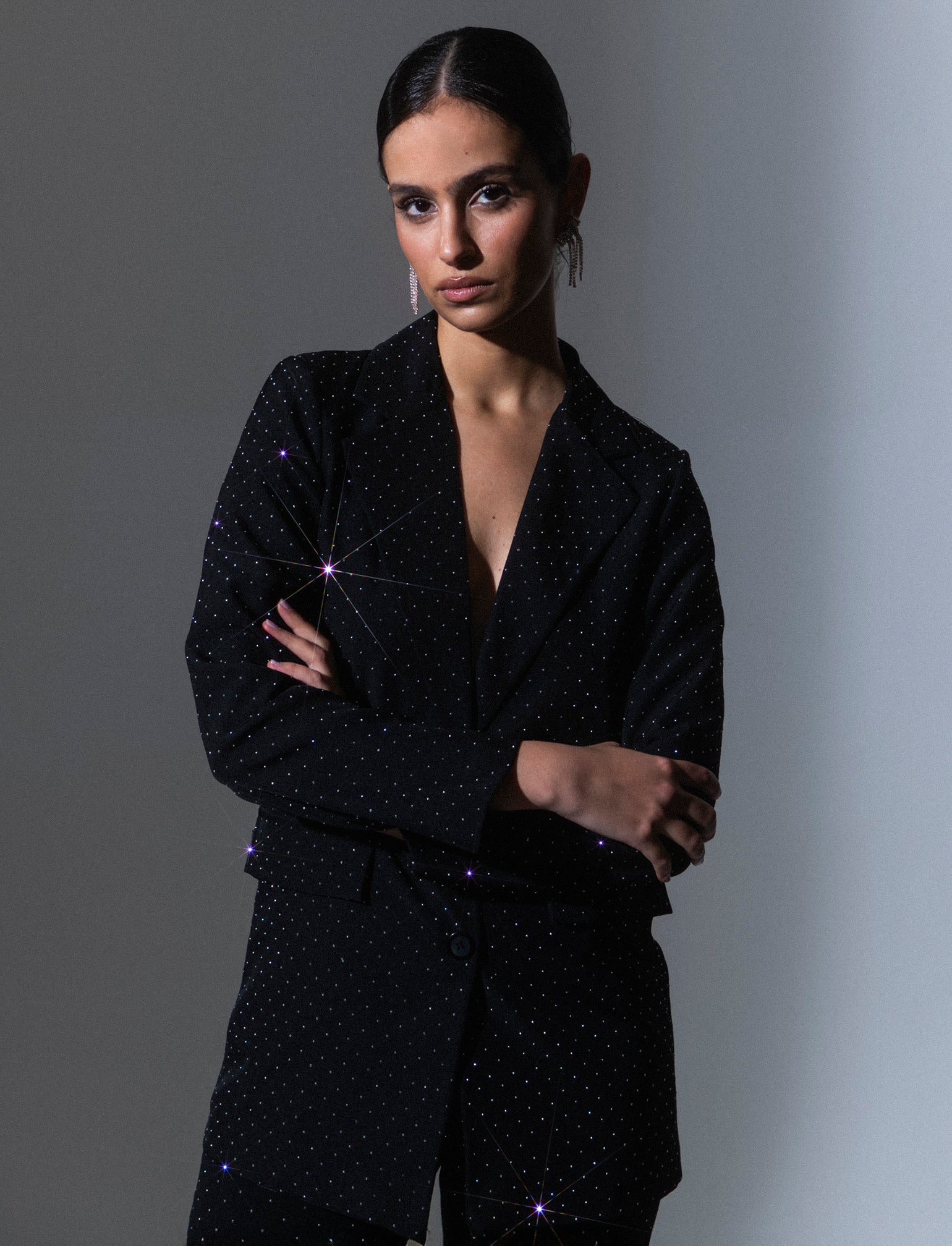 Giacca over con strass - Nero - Image 3