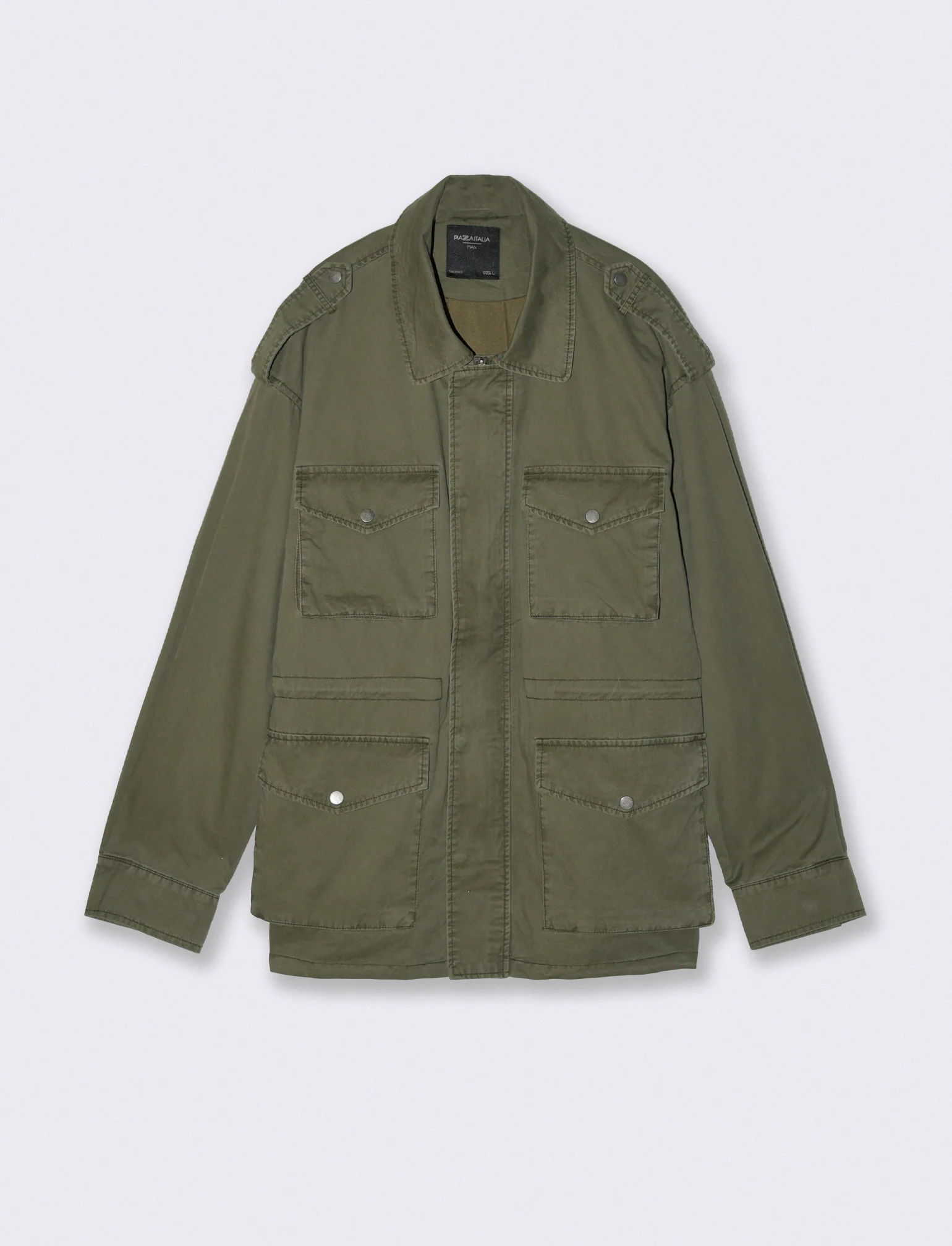 Giacca sahariana in cotone con tasche - Verde militare - Image 2