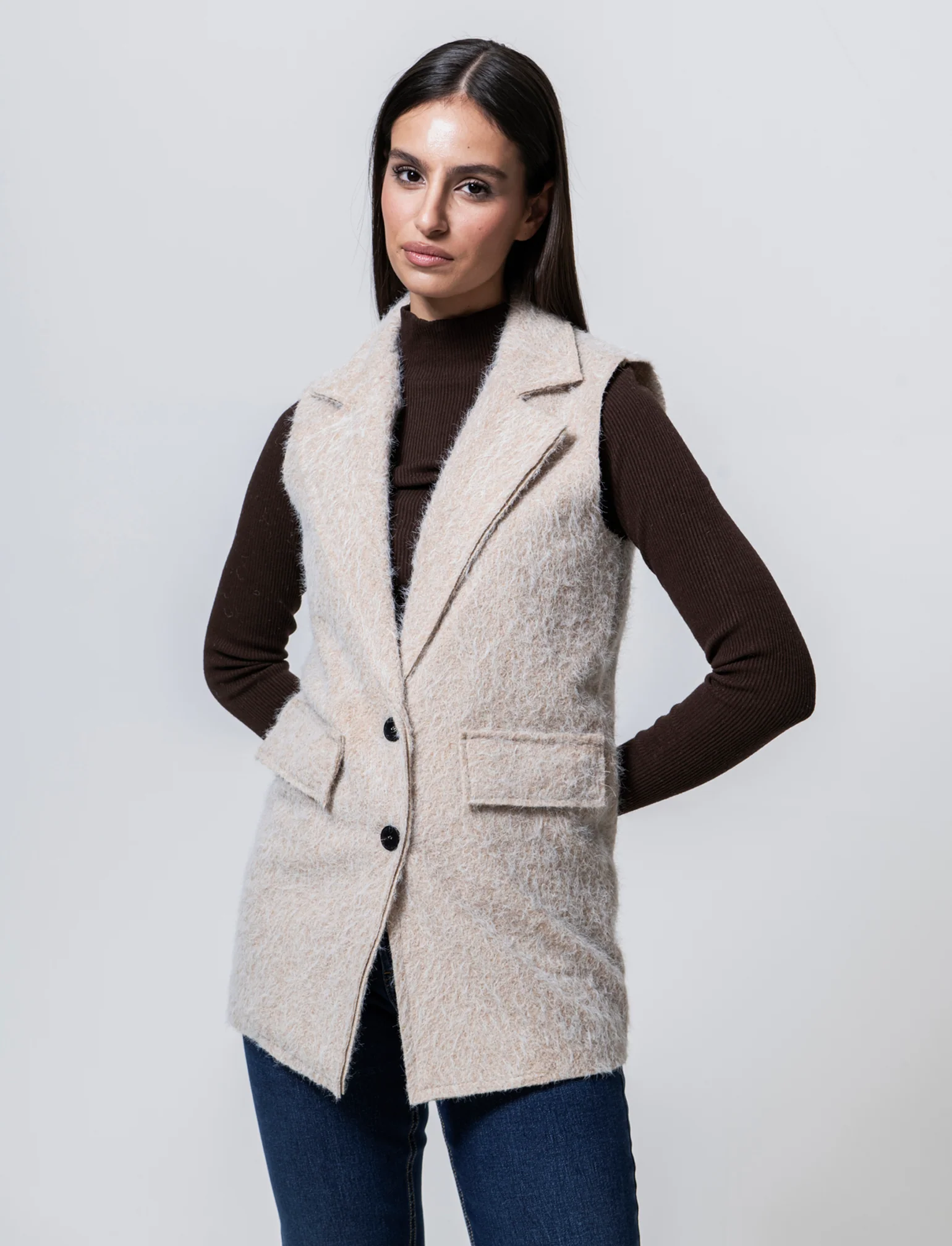 giacca smanicata - Beige - Image 3