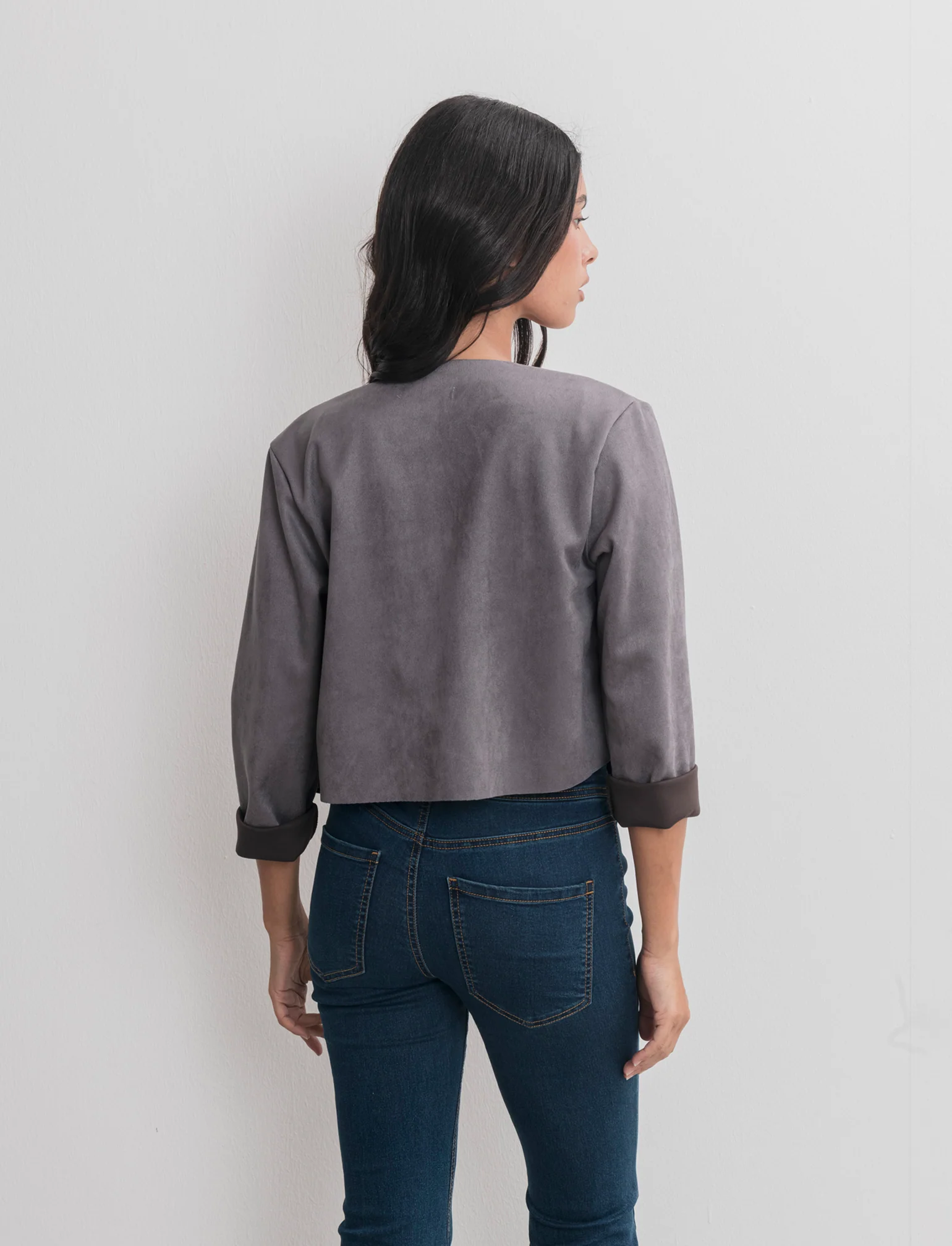 GIACCA SUEDE CORTA - Grigio - Image 2