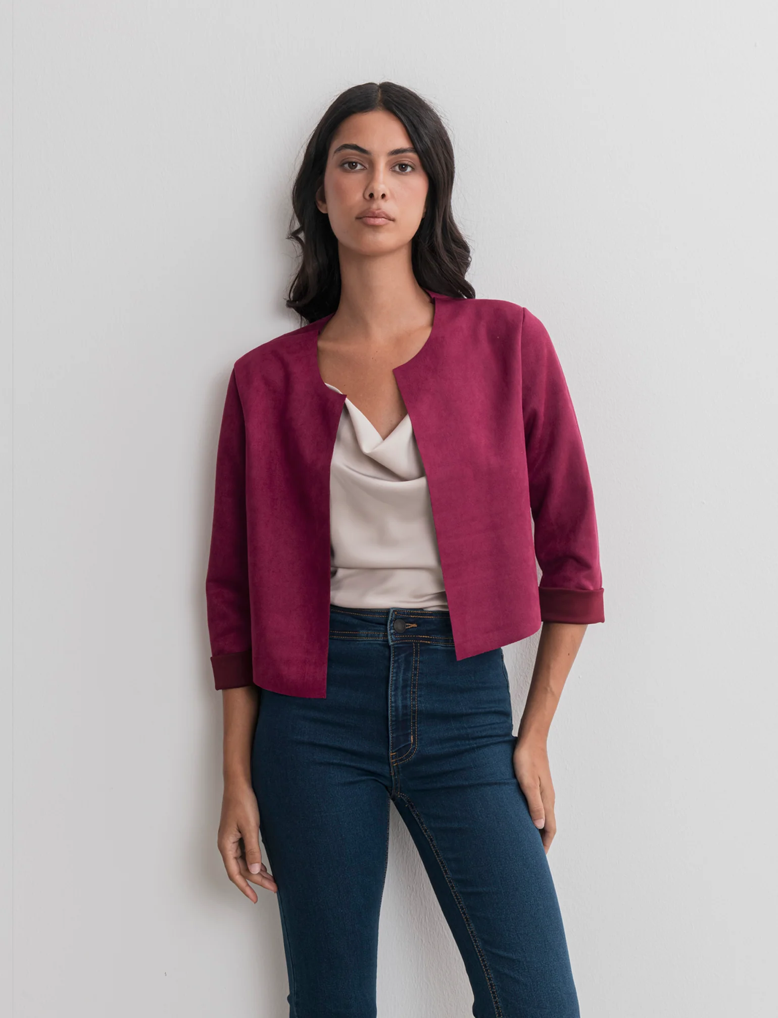 GIACCA SUEDE CORTA - Viola prugna - Image 3