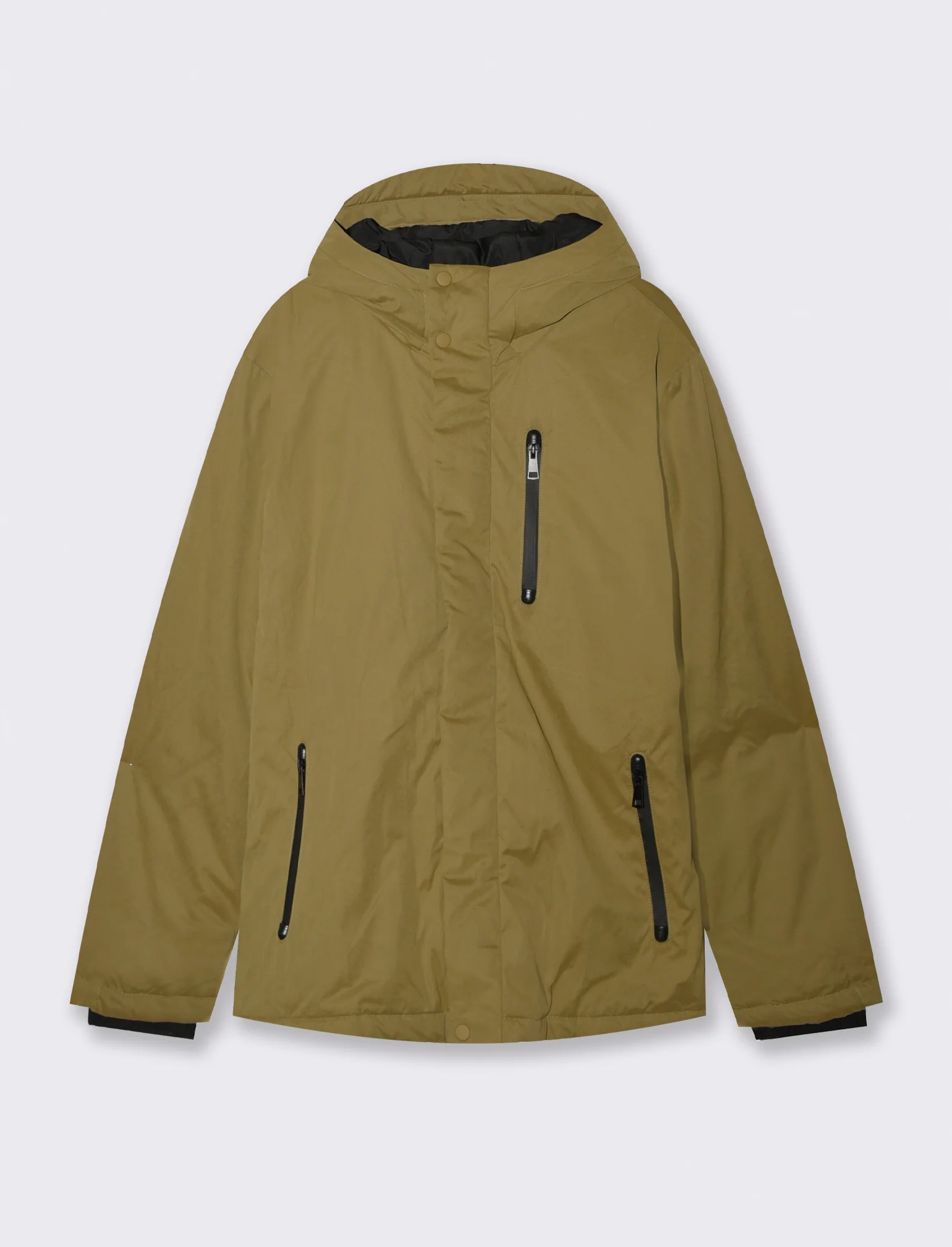GIACCONE CON CAPPUCCIO IN TESSUTO PREMIUM - Verde oliva