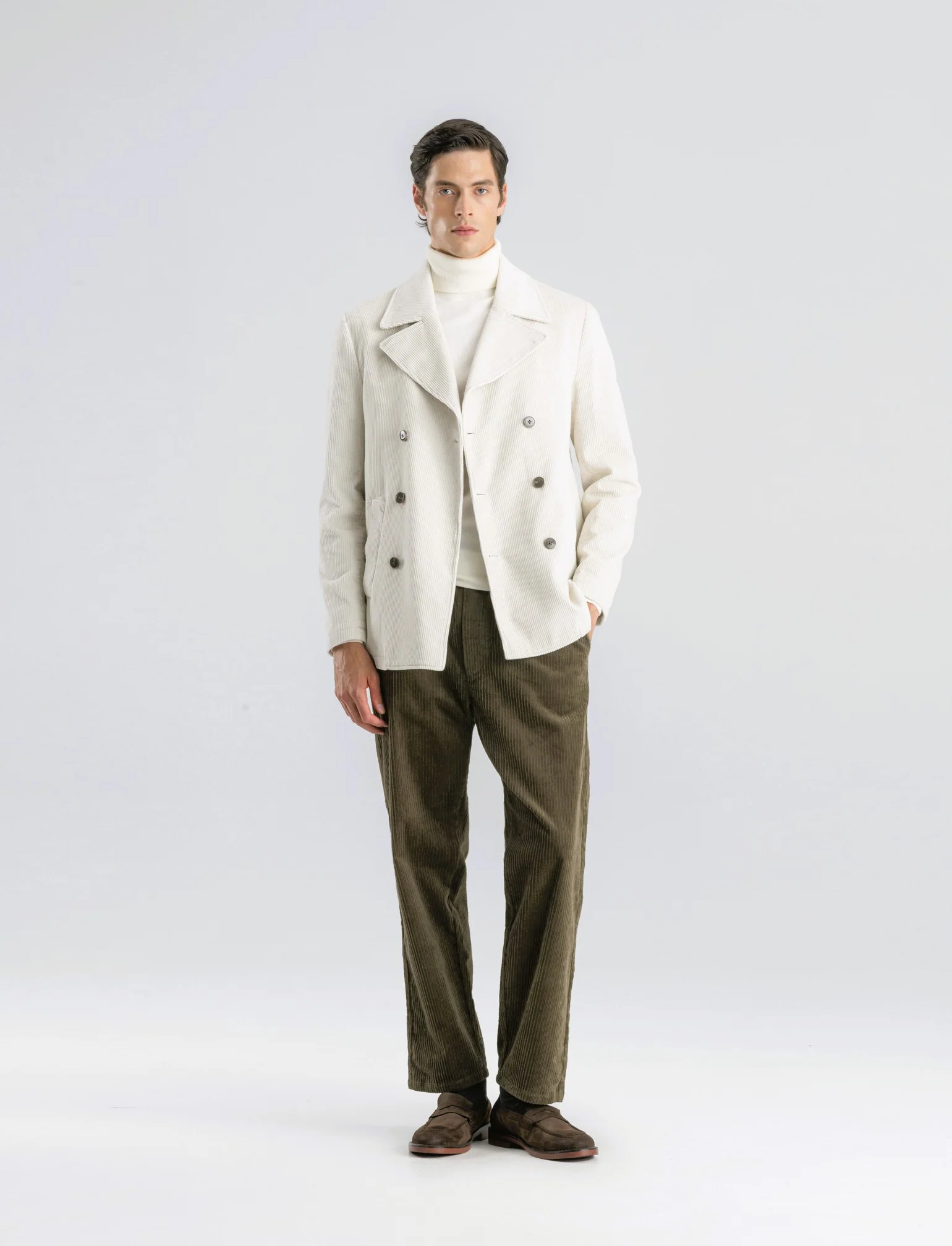 GIACCONE IN VELLUTO A COSTE DOPPIO PETTO - Beige ecru - Image 4
