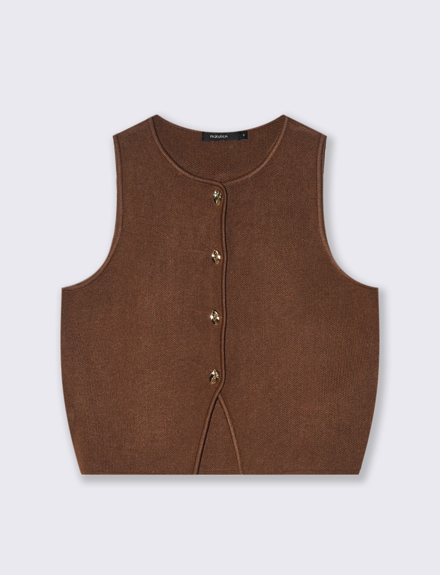 GILET CON BOTTONI GIOIELLO - Marrone tabacco