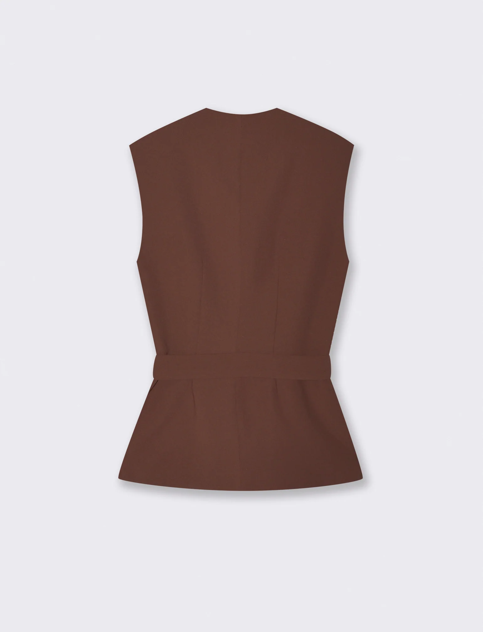 Gilet con Cintura e Scollo a V - Cacao - Image 2