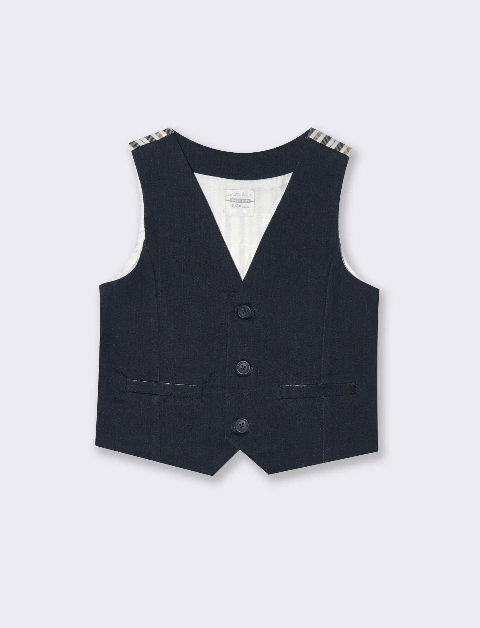 Gilet con retro a contrasto da neonato - Blu - Image 4
