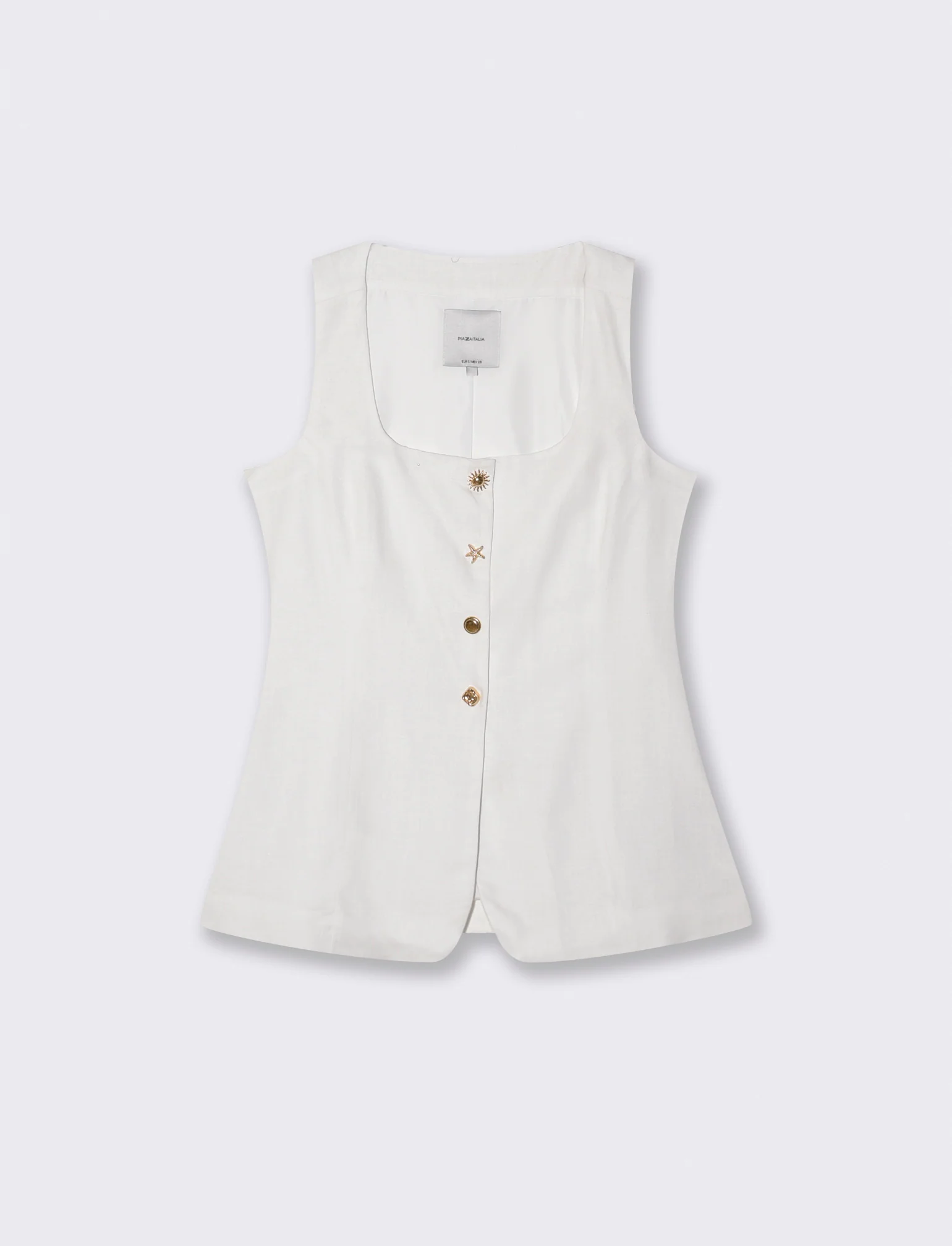 Gilet con Scollo Quadrato e Bottoni - Bianco - Image 4