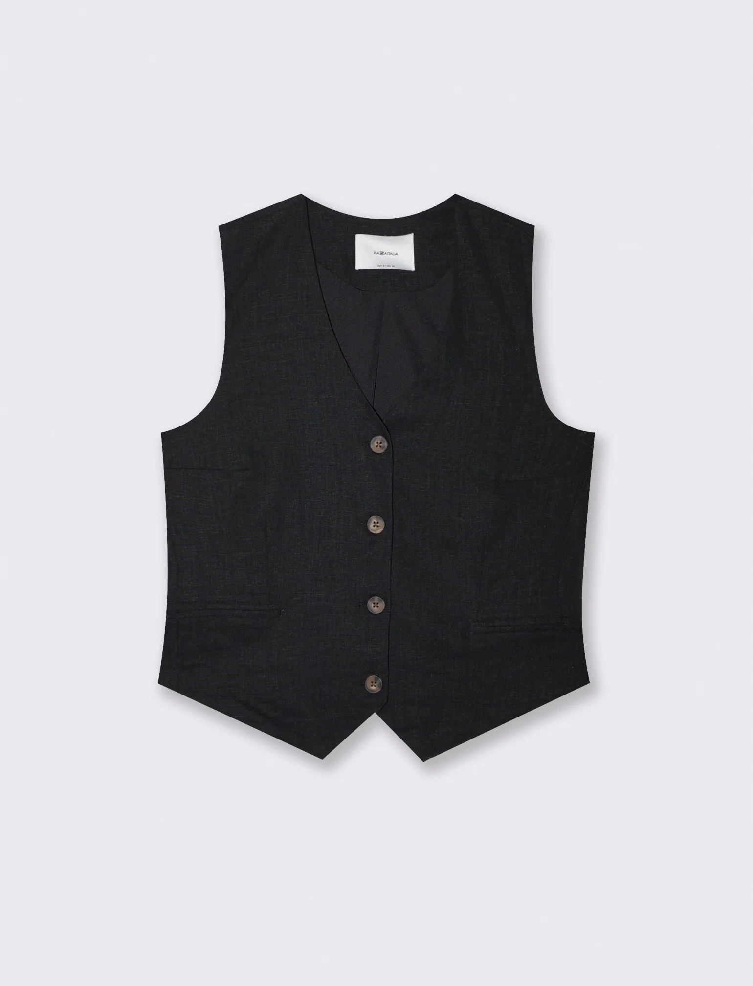 Gilet con tasche a taglio davanti - Nero - Image 4