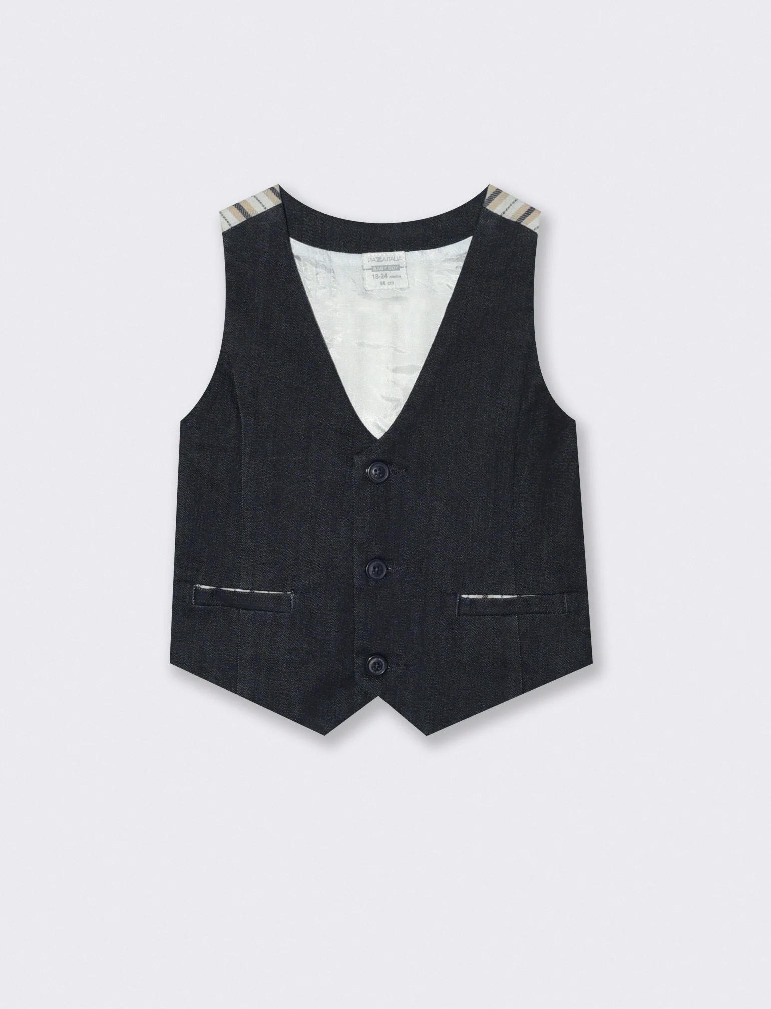 Gilet denim e righe per look trendy - Bianco