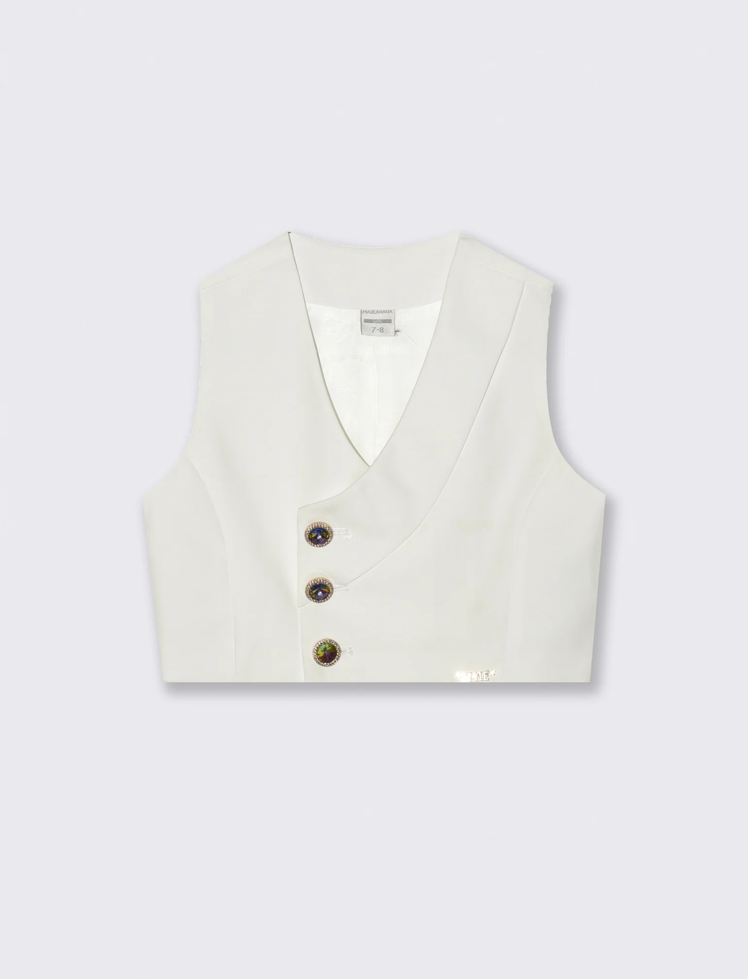 Gilet elegante con bottoni gioiello - Bianco latte