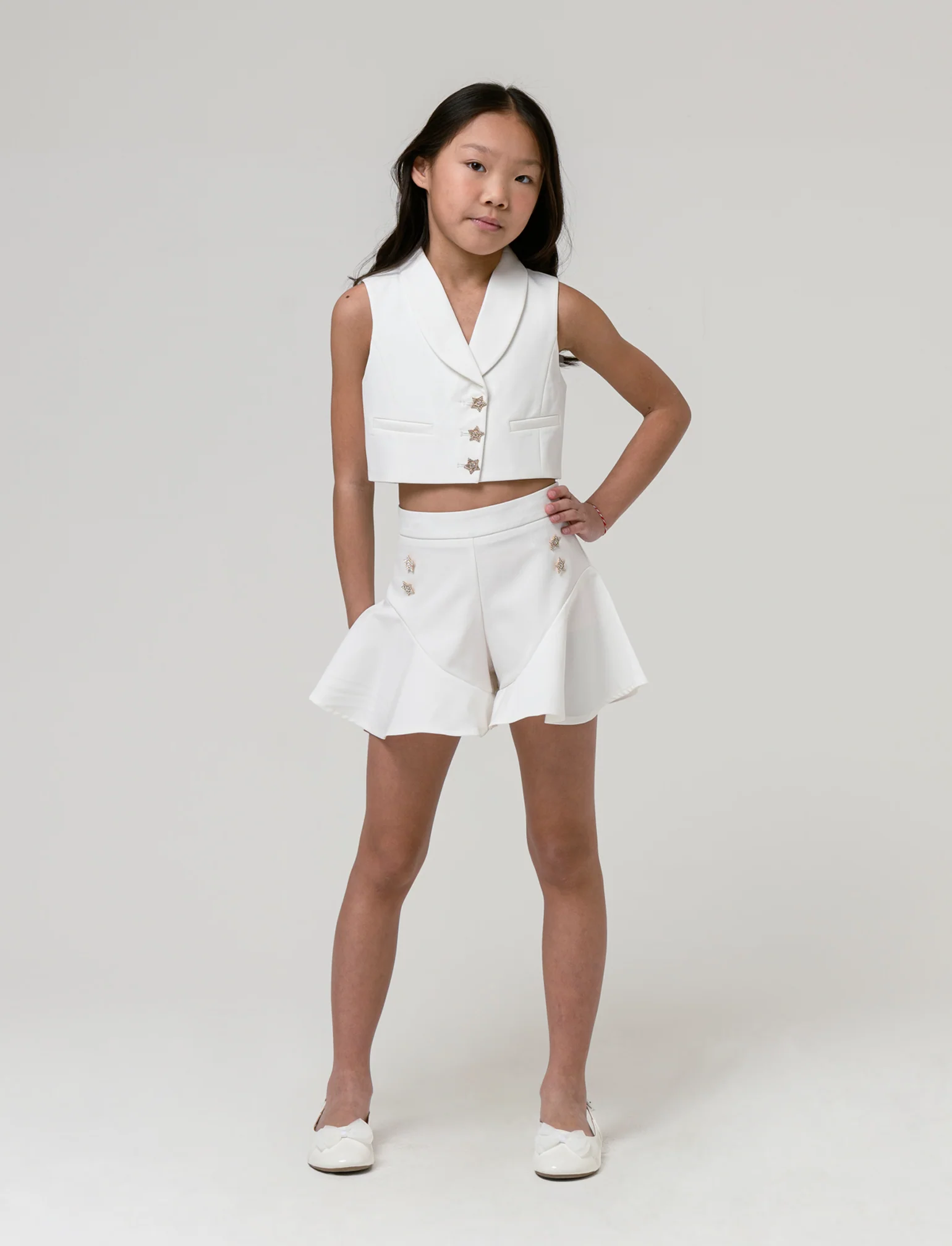 Gilet elegante da bambina - Bianco latte - Image 3