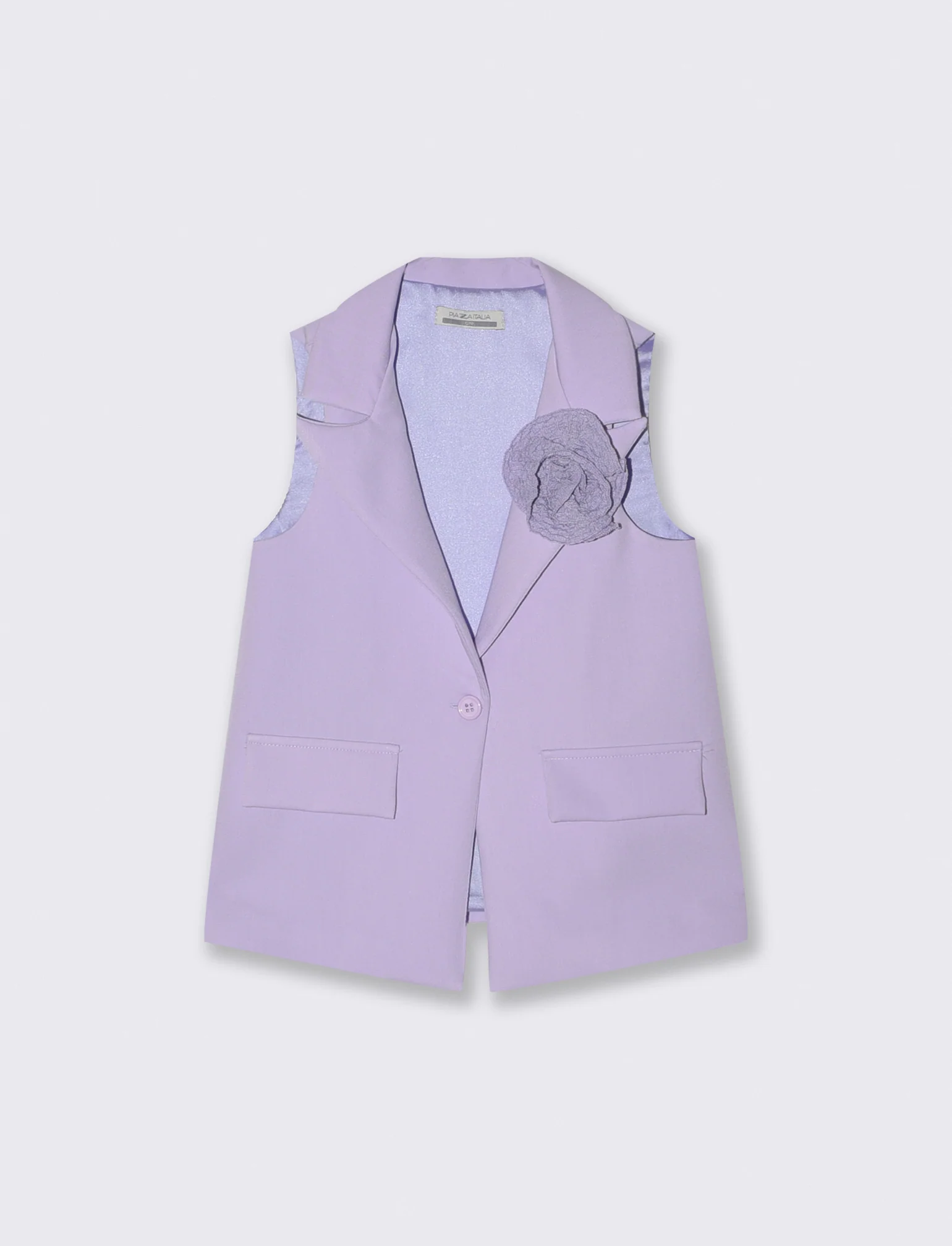 Gilet estivo con fiore applicato. - Viola glicine - Image 2