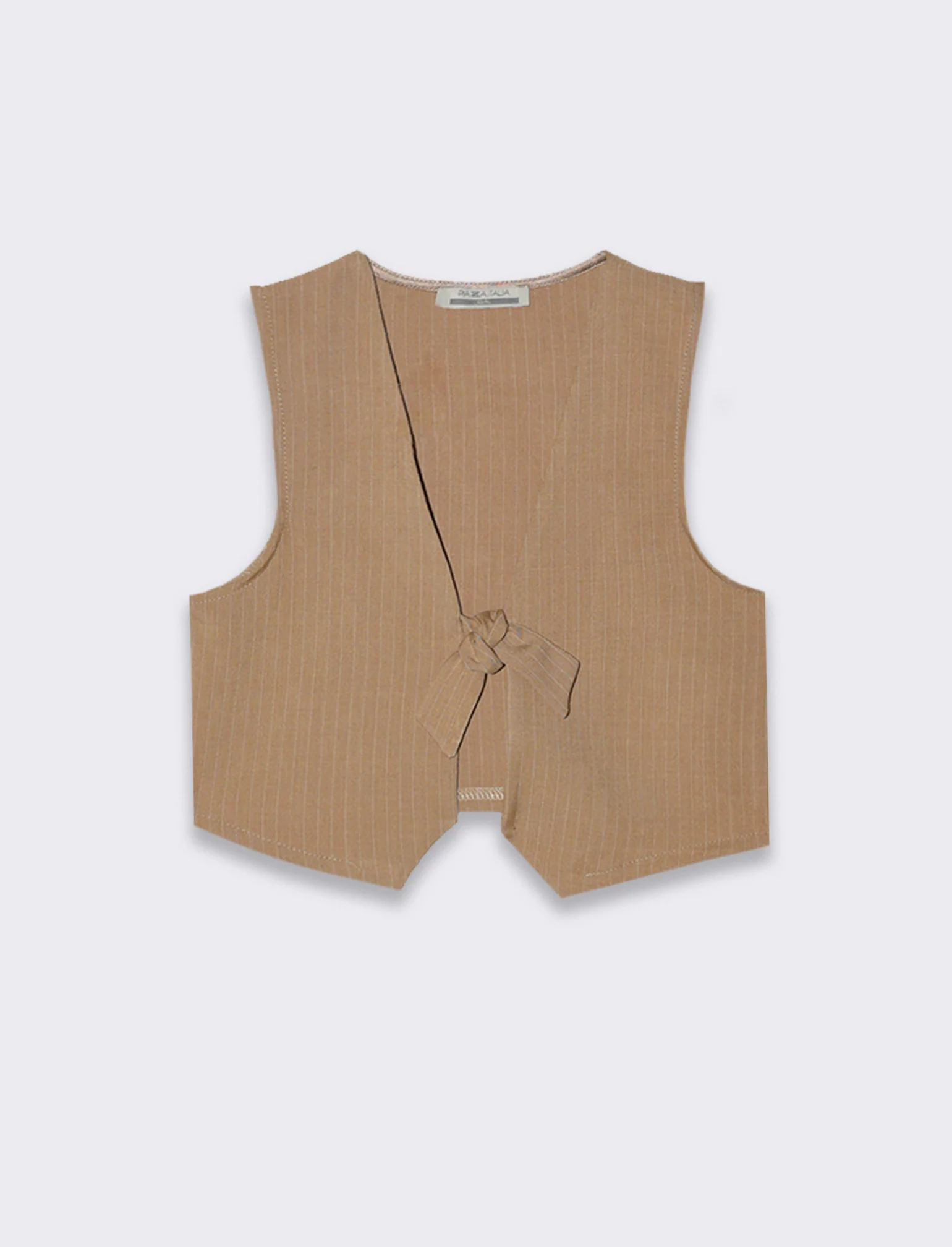 Gilet estivo gessato da bambina. - Beige - Image 3