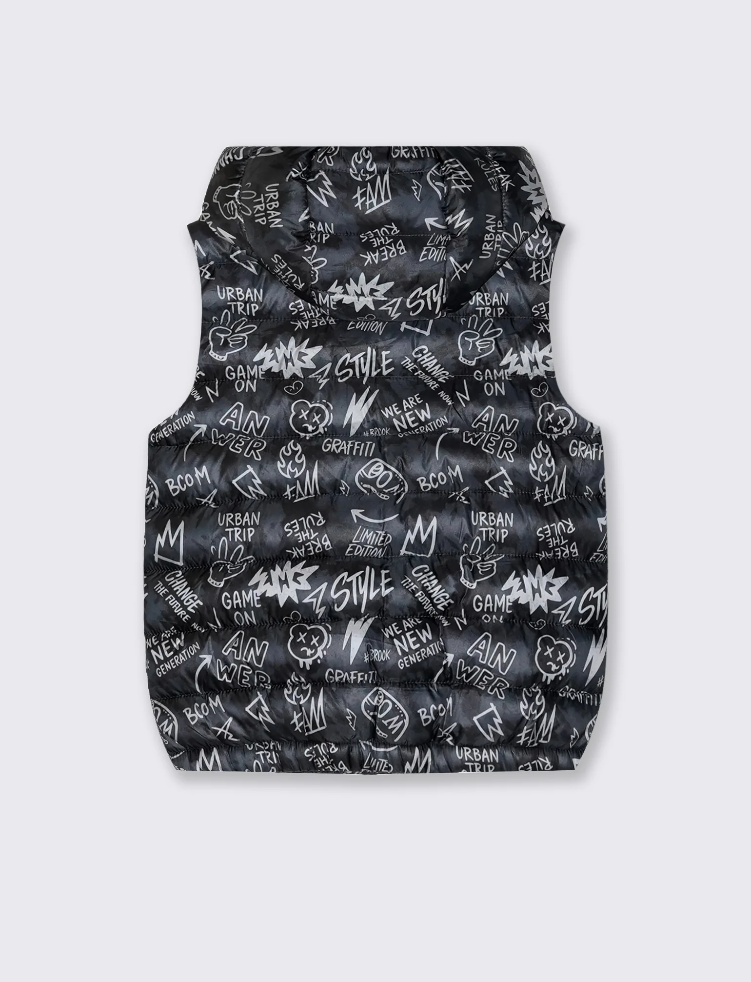 Gilet imbottito con cappuccio e tasche - Fantasia - Image 2