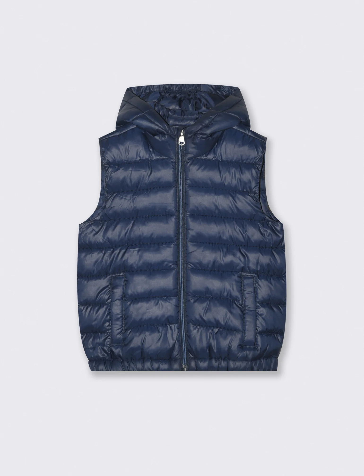 Gilet imbottito leggero con cappuccio - Blu