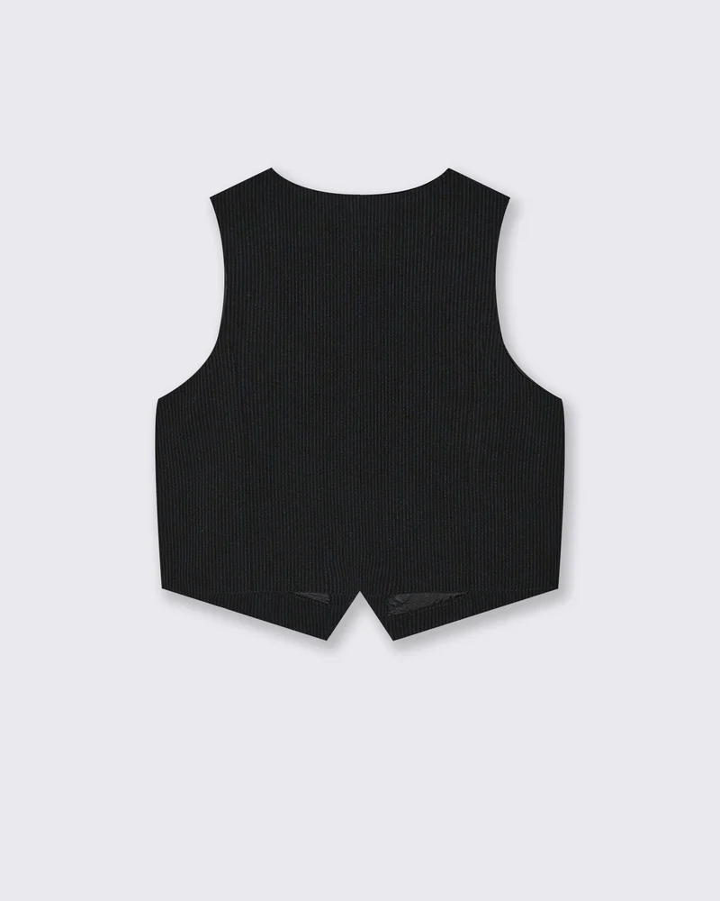 Gilet in cotone da bambina effetto gessato - Righe - Image 3