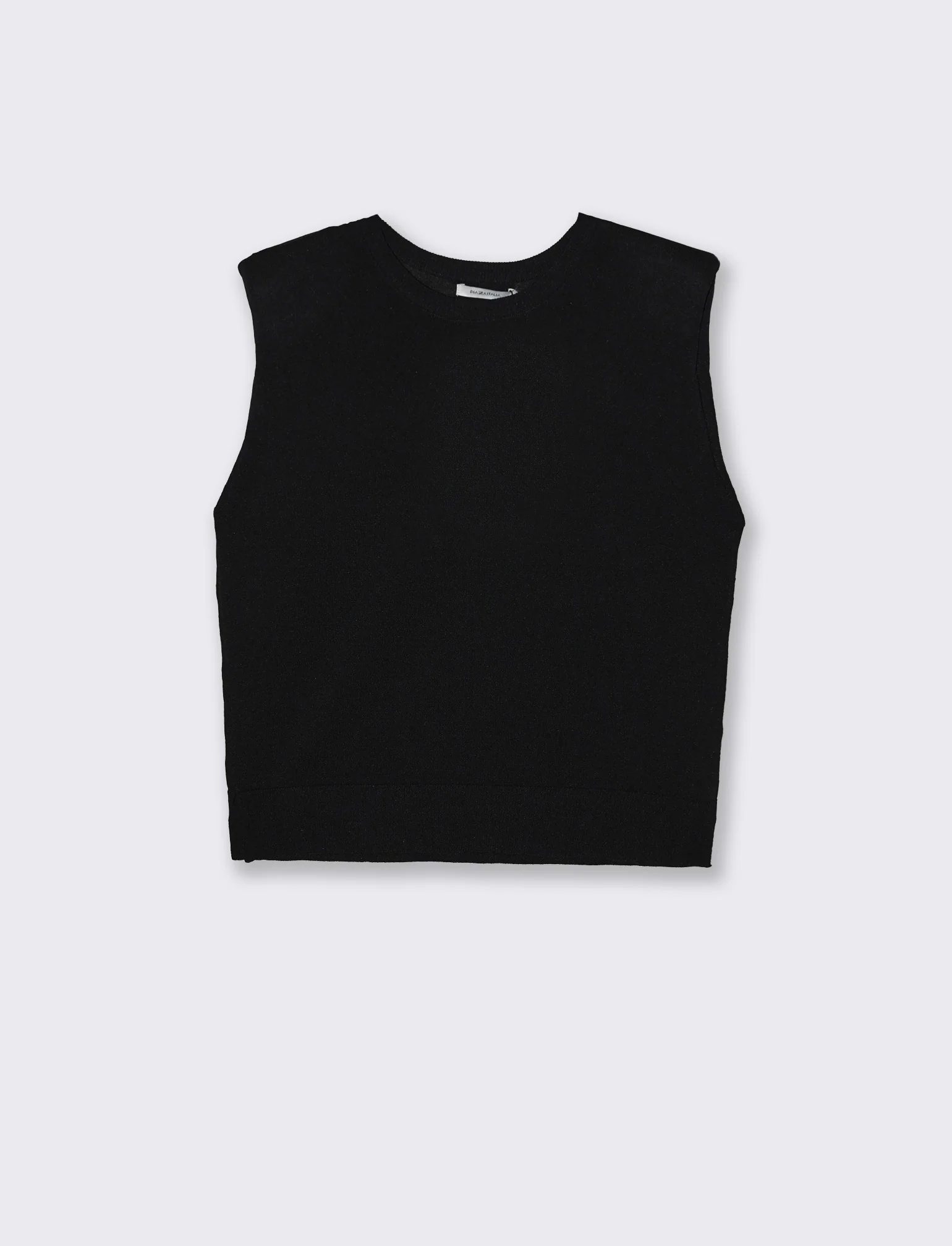 Gilet in Maglia con Spalline Imbottite - Nero