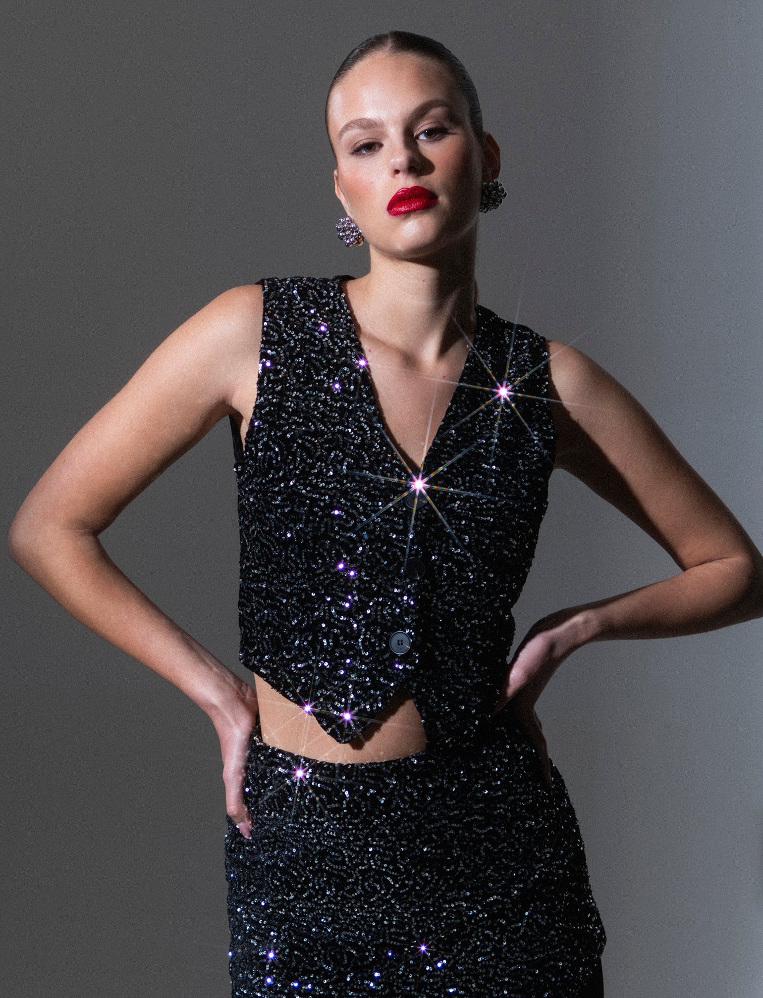 Gilet in paillettes - Argento - Image 3