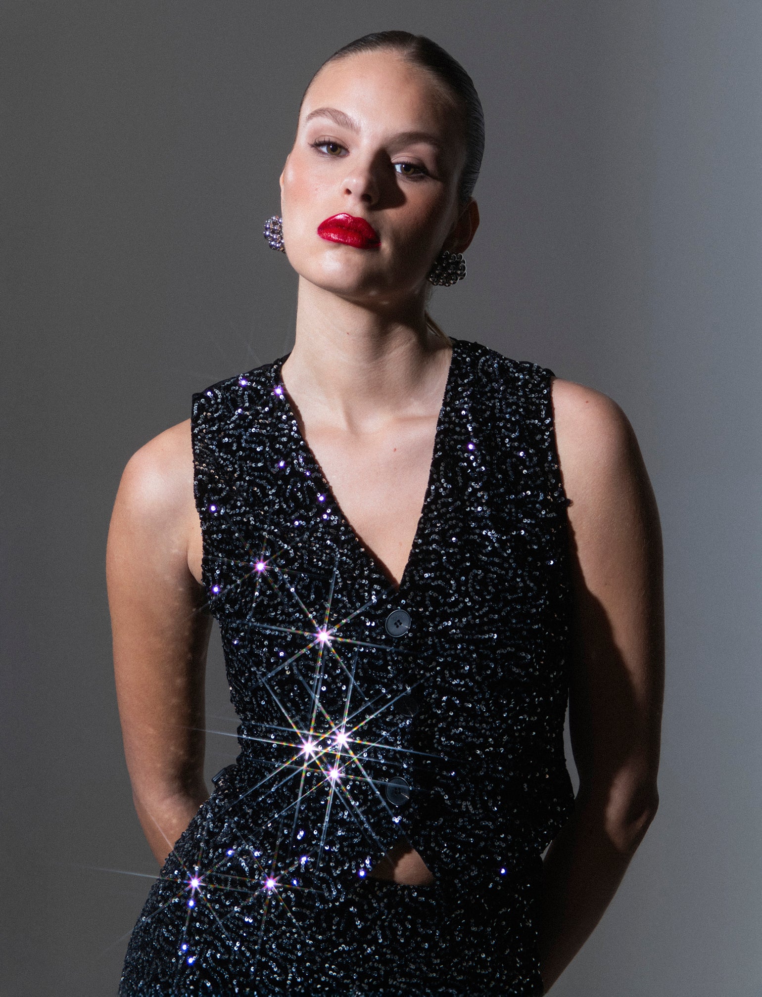 Gilet in paillettes - Argento - Image 4