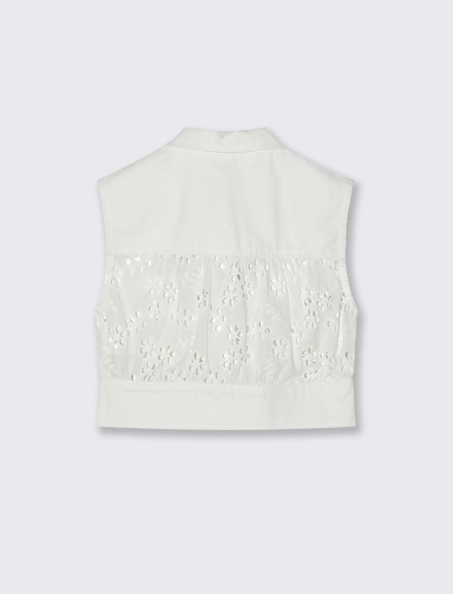 Gilet in sangallo da bambina con bottoni - Bianco - Image 2