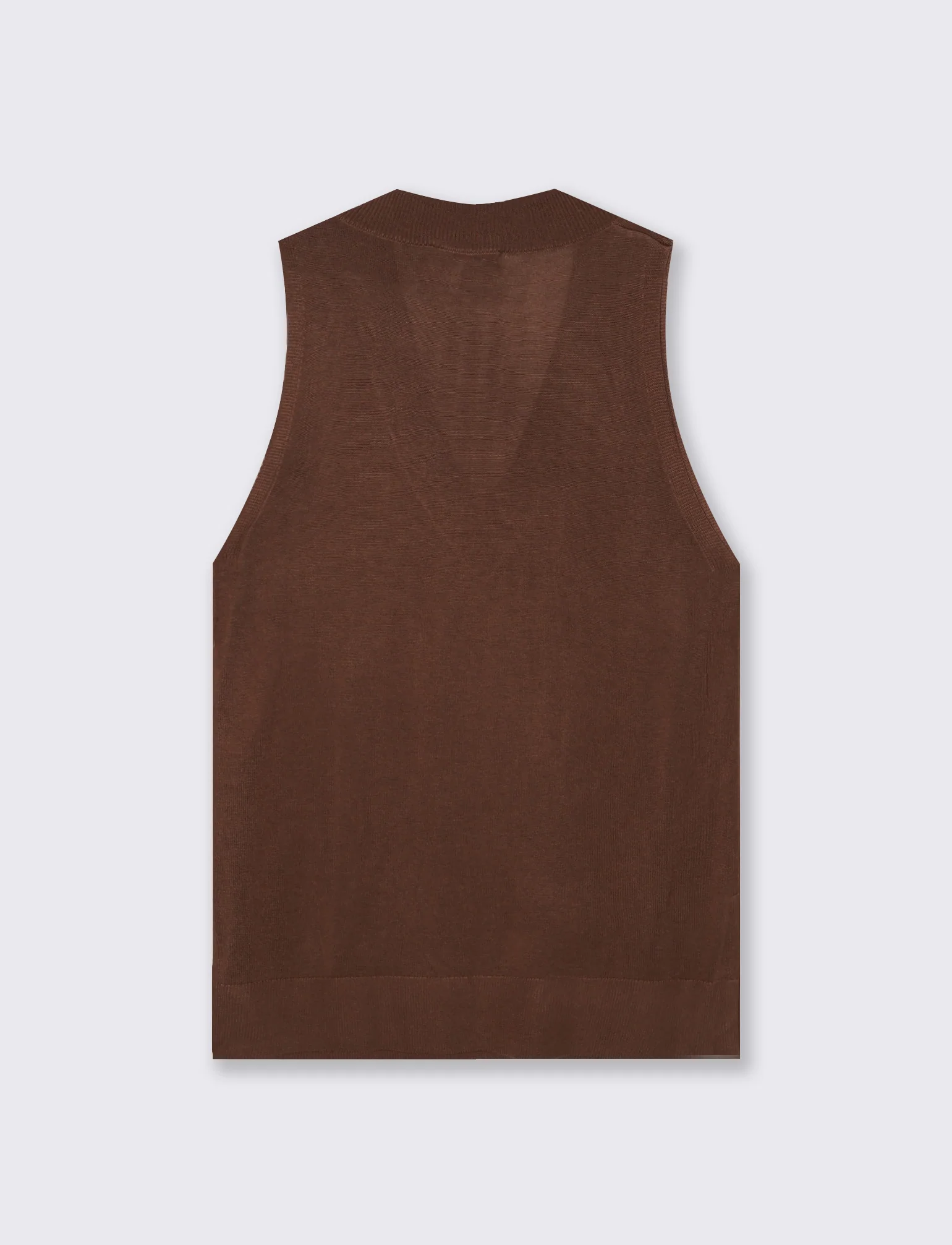 Gilet lungo con scollo a V e spacchi laterali - Marrone - Image 4