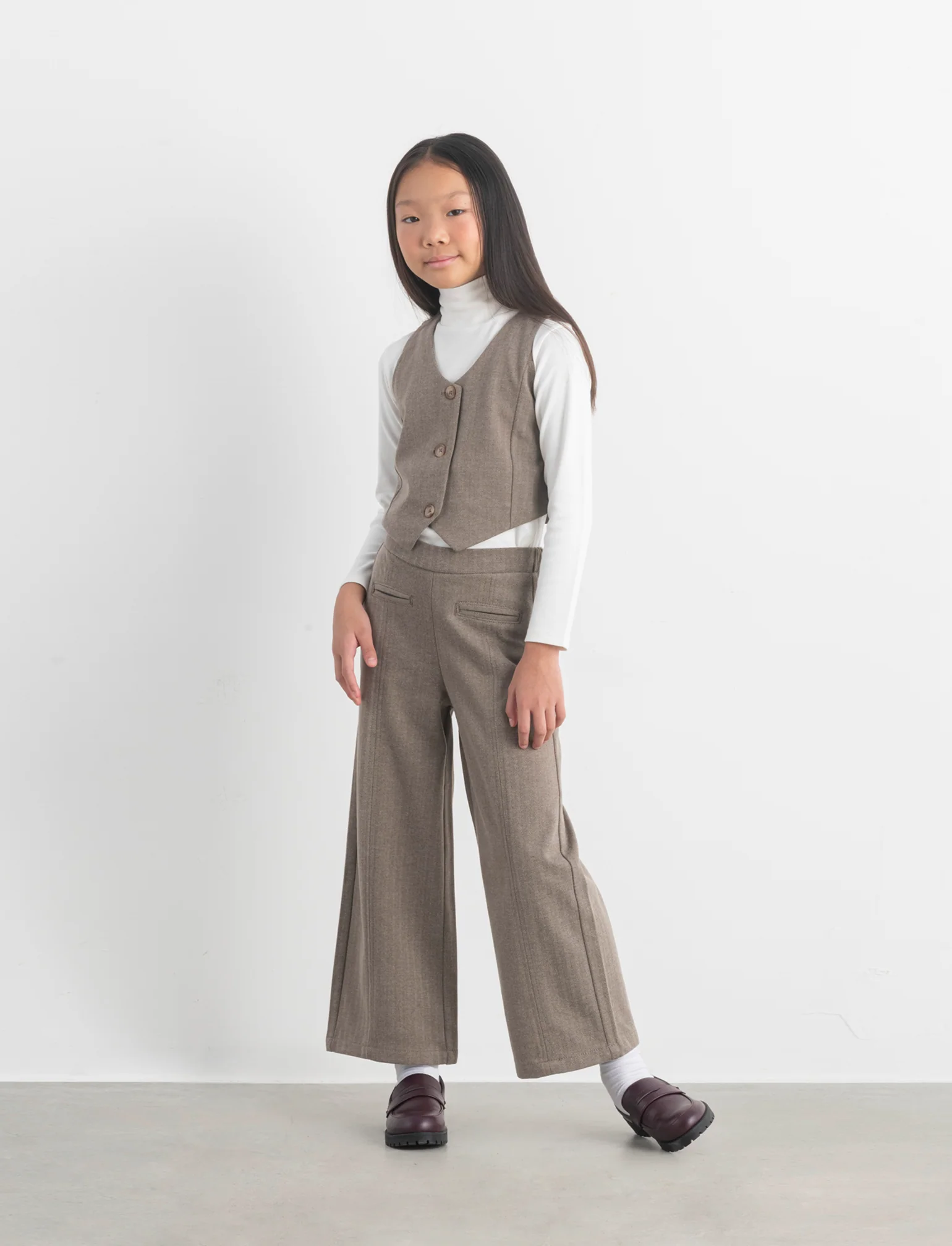 Gilet spigato da bambina - Beige - Image 3