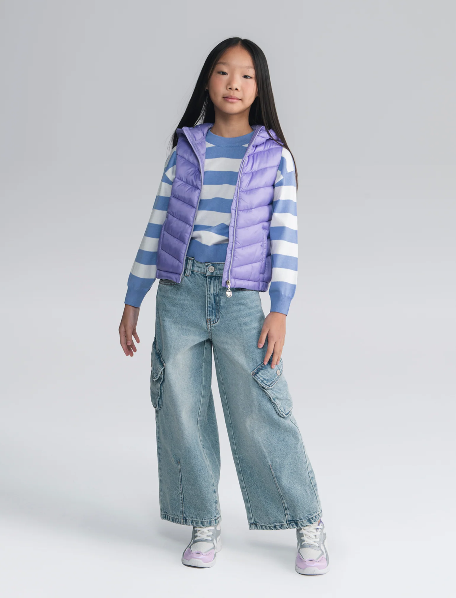 Gilet trapuntato leggero con cappuccio - Lilla - Image 5