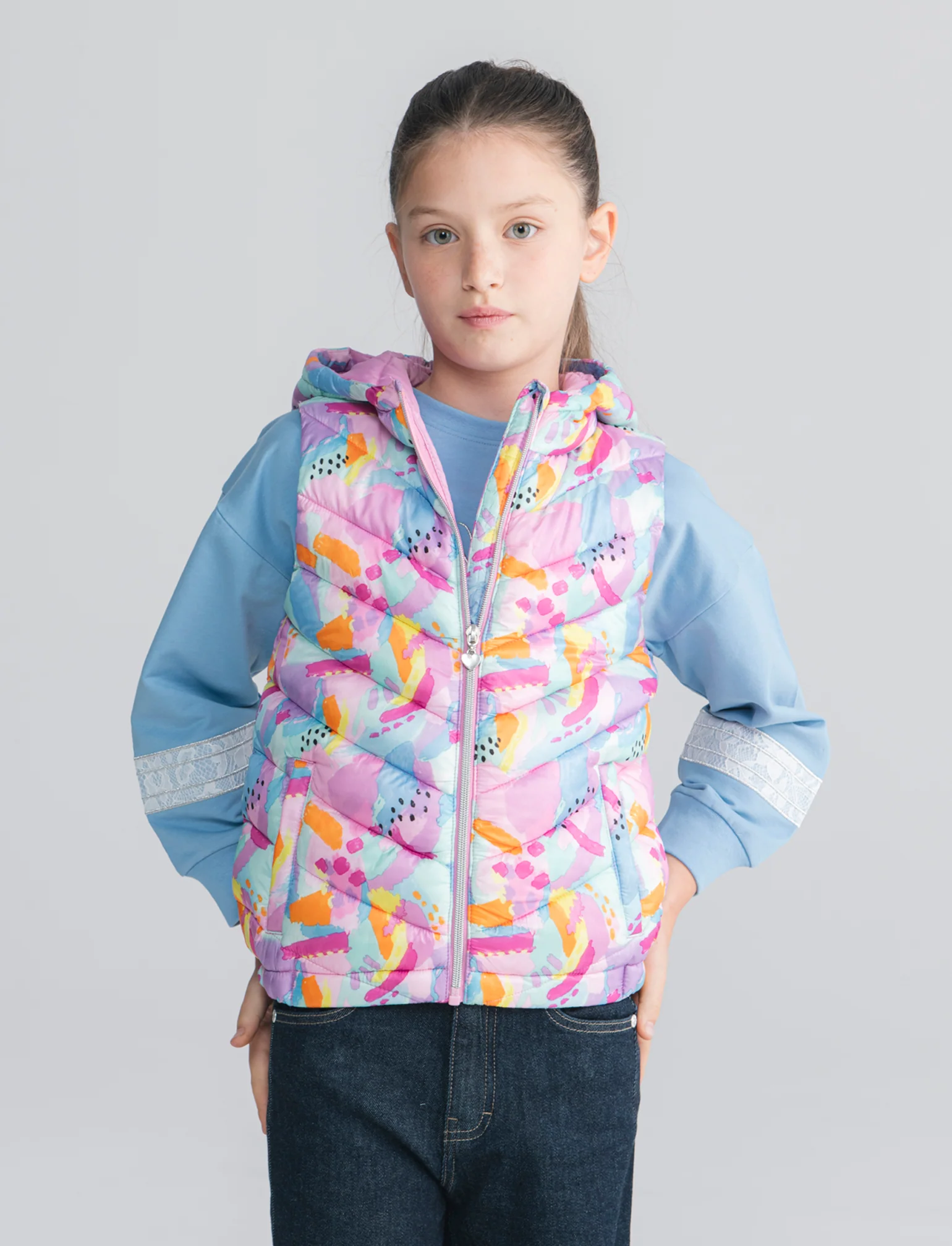 Gilet trapuntato leggero. da bambina - Rosa - Image 4
